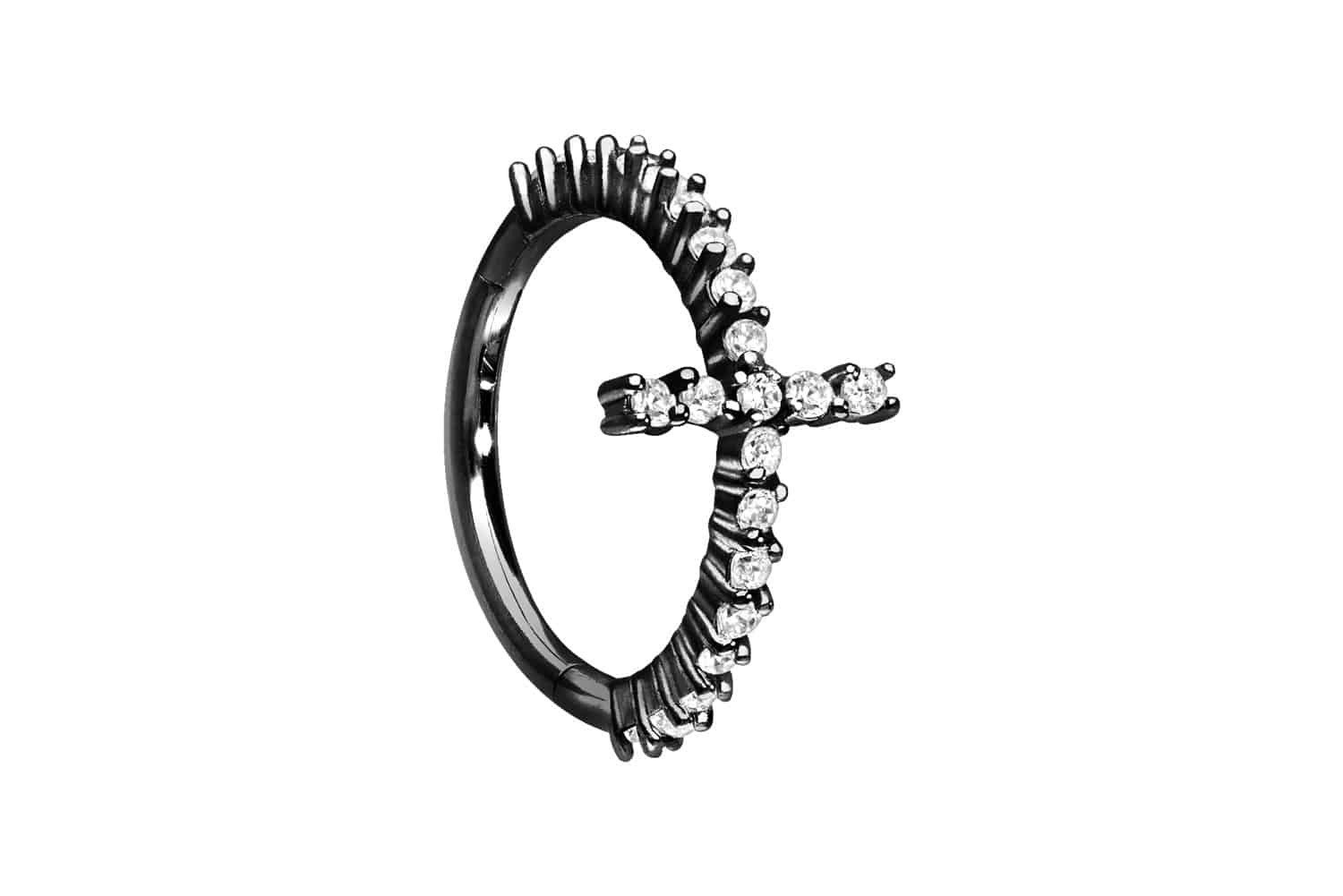 Piercing-Set Chirurgenstahl Segmentring Clicker KRISTALLKREUZ