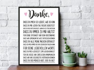 GRAVURZEILE Holzbild mit Spruch Danke - Holzschild - Geschenk für Partner & Familie -