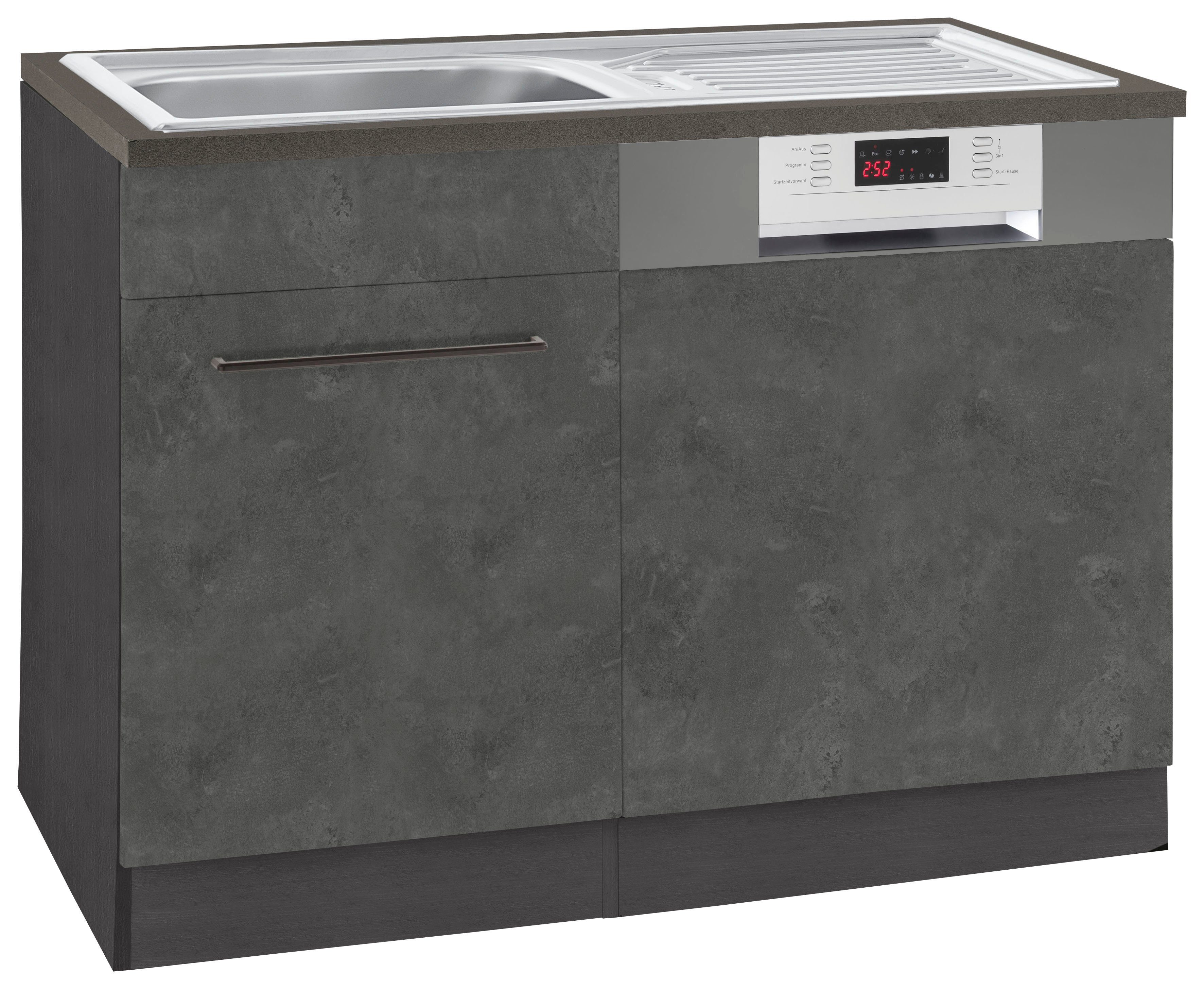 KOCHSTATION Spülenschrank KS-Tulsa 110 cm breit, inkl. Tür/Sockel für Einbaugeschirrspüler, Metallgriff