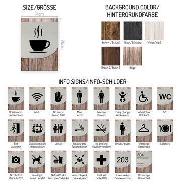 Kreative Feder Hinweisschild "Keine Fotos" - modernes Business-Schild aus Holz und Alu, für Innenräume; ideal für Büro, Schule, Universität
