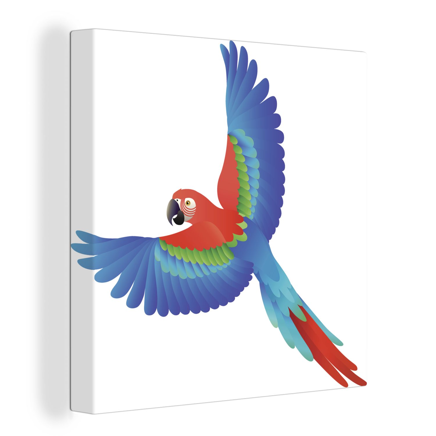 OneMillionCanvasses® Leinwandbild Eine Illustration eines bunten Papageis, (1 St), Leinwand Bilder für Wohnzimmer Schlafzimmer | Leinwandbilder