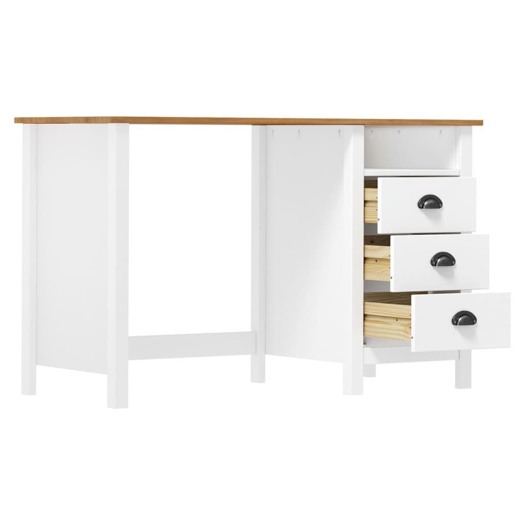 vidaXL Schreibtisch Schreibtisch Hill braun und Weiß 3 mit cm Kiefernholz und Schubladen braun Weiß 120x50x74 