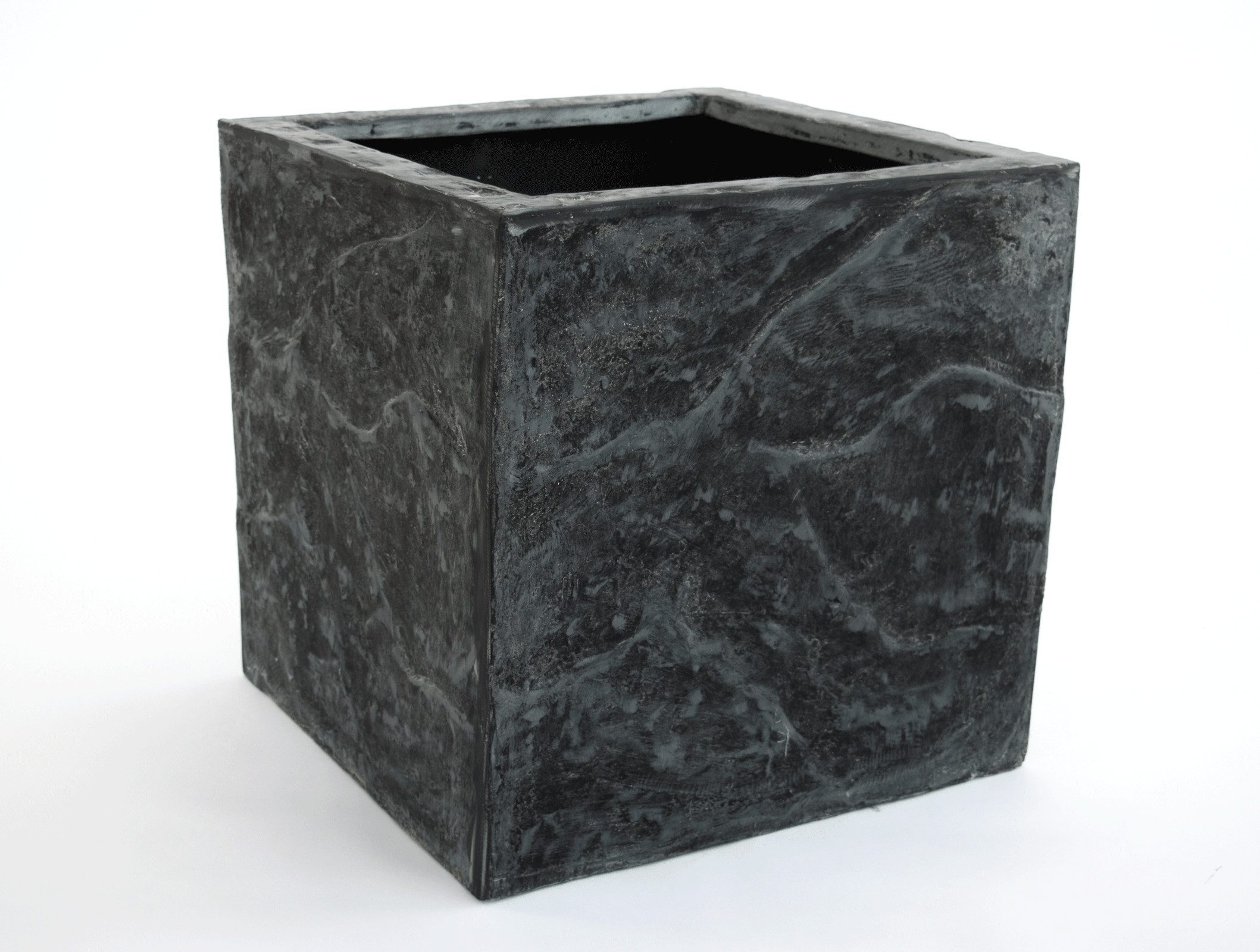 Elegant Einrichten Übertopf Pflanzkübel Fiberglas Stein-Optik Quadrat 30x30x30cm Anthrazit-Grau (1 St)
