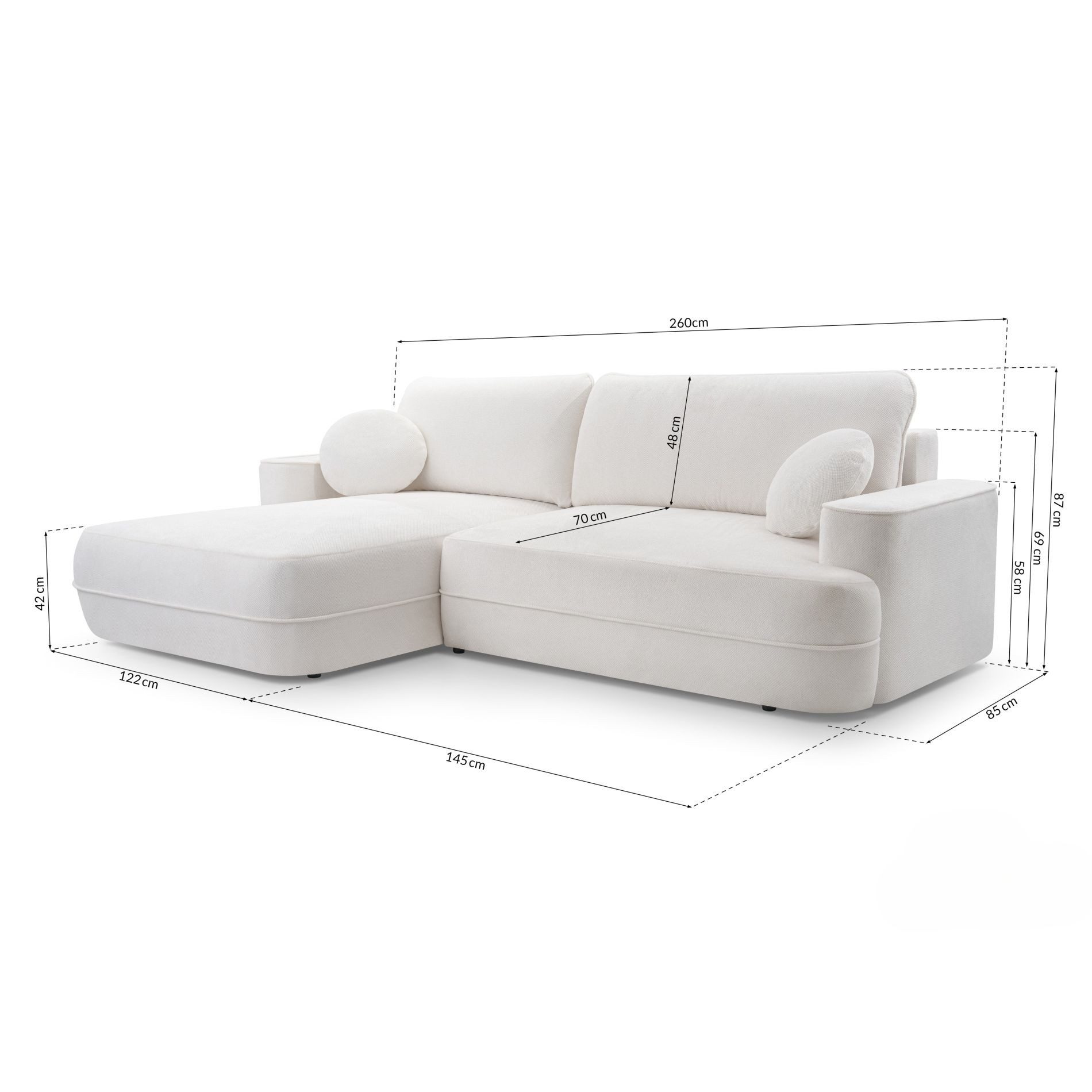 Selsey Ecksofa FUERRO, Ecksofa mit Ottomane, Webstoff, Schlaffunktion und Bettkasten