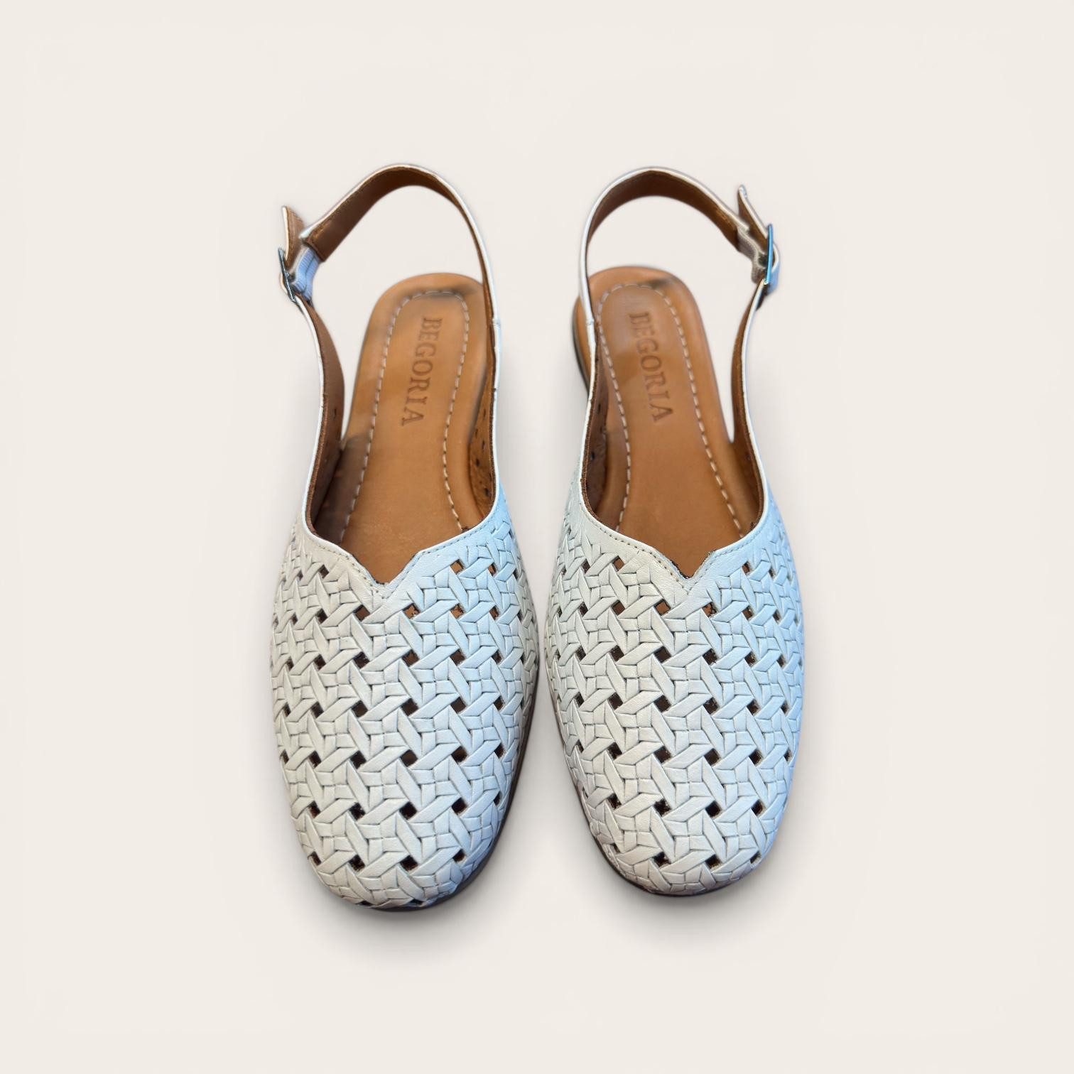 Begoria Begoria Summer Weave - Damen Geflochtene Leder Slingback Ballerinas Sandale