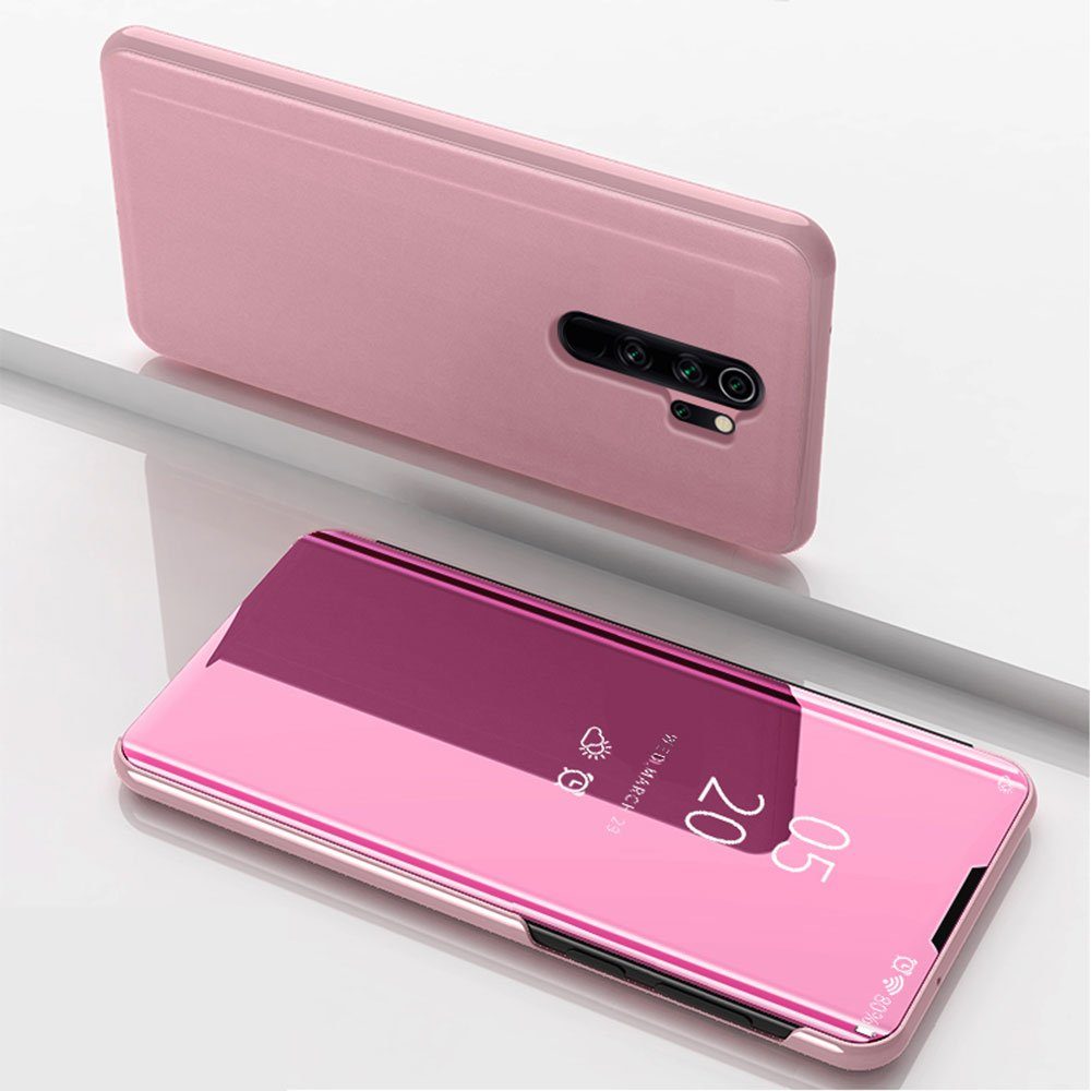 FITSU Handyhülle Spiegel Hülle für Xiaomi Redmi Note 8 Pro Handytasche, Schlanke Klapphülle, elegantes Flipcase, Handyhülle mit Standfunktion