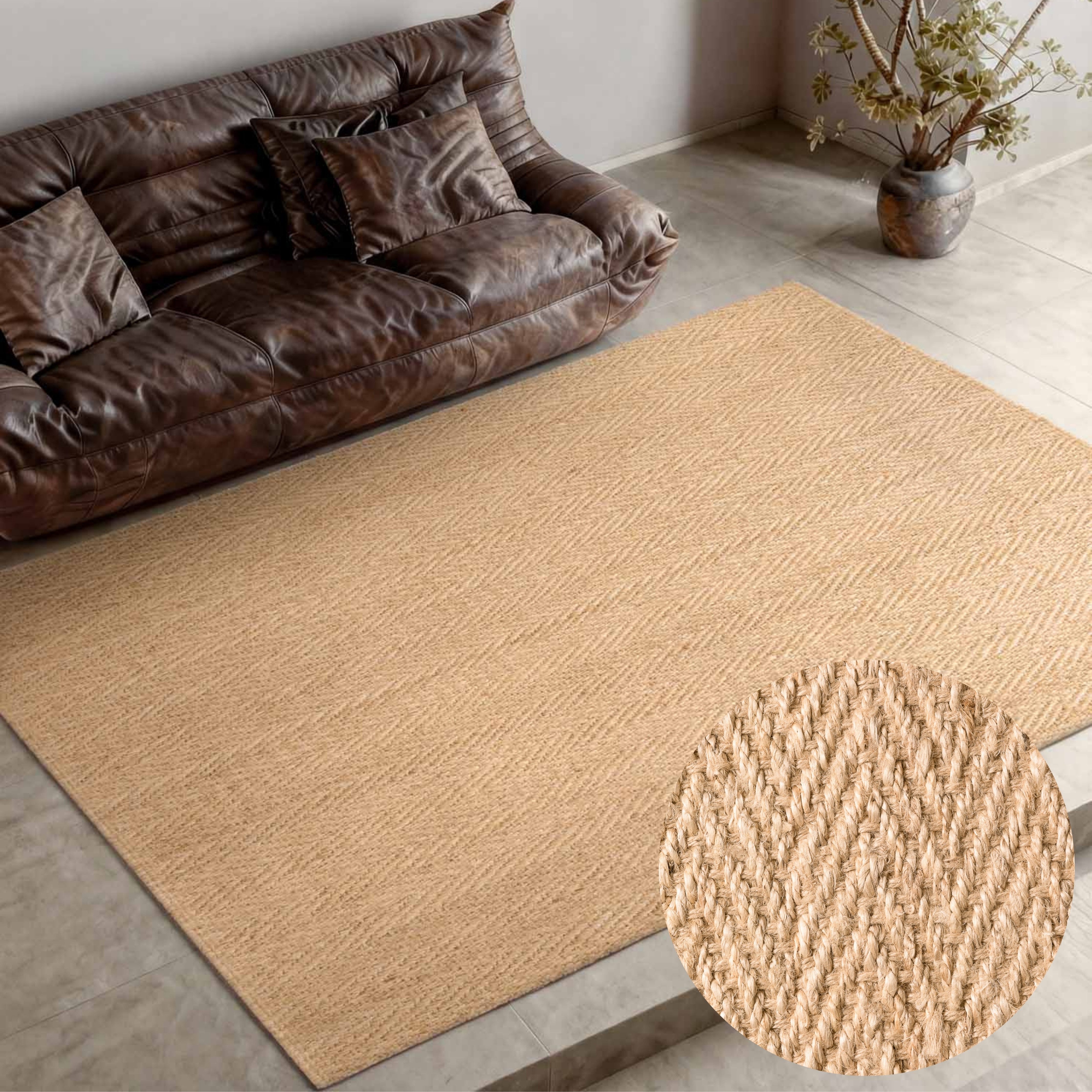 Villeroy & Boch Teppich Mirabelle, rechteckig, Höhe: 10 mm, Jute, Natur, Wohnzimmer, Esszimmer, Schlafzimmer, Fischgrätendesign