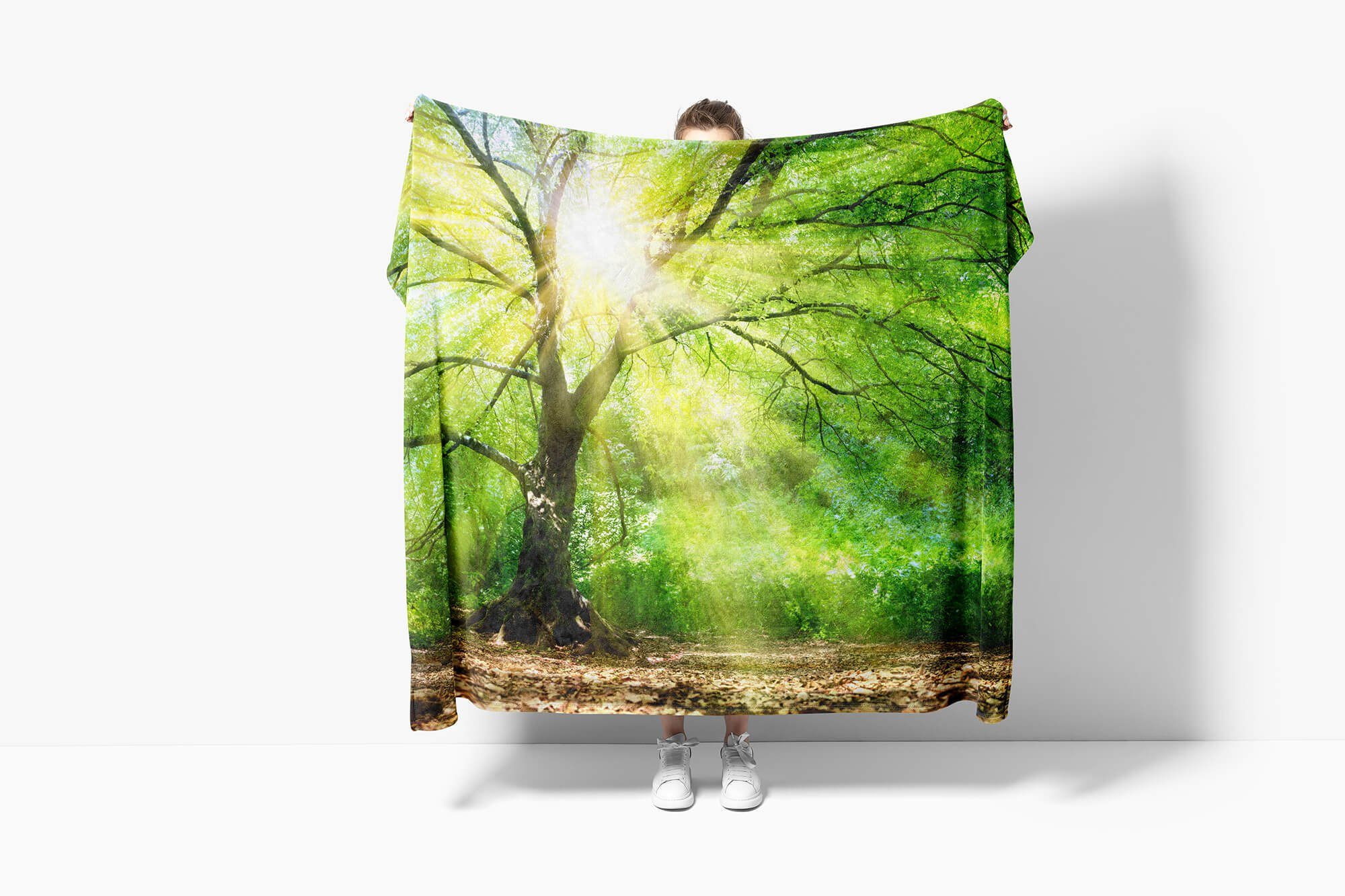 Sinus Art Handtücher Handtuch mit Strandhandtuch Fotomotiv Baumwolle-Polyester-Mix Lic, Kuscheldecke Handtuch Baumkrone Baum Saunatuch (1-St)