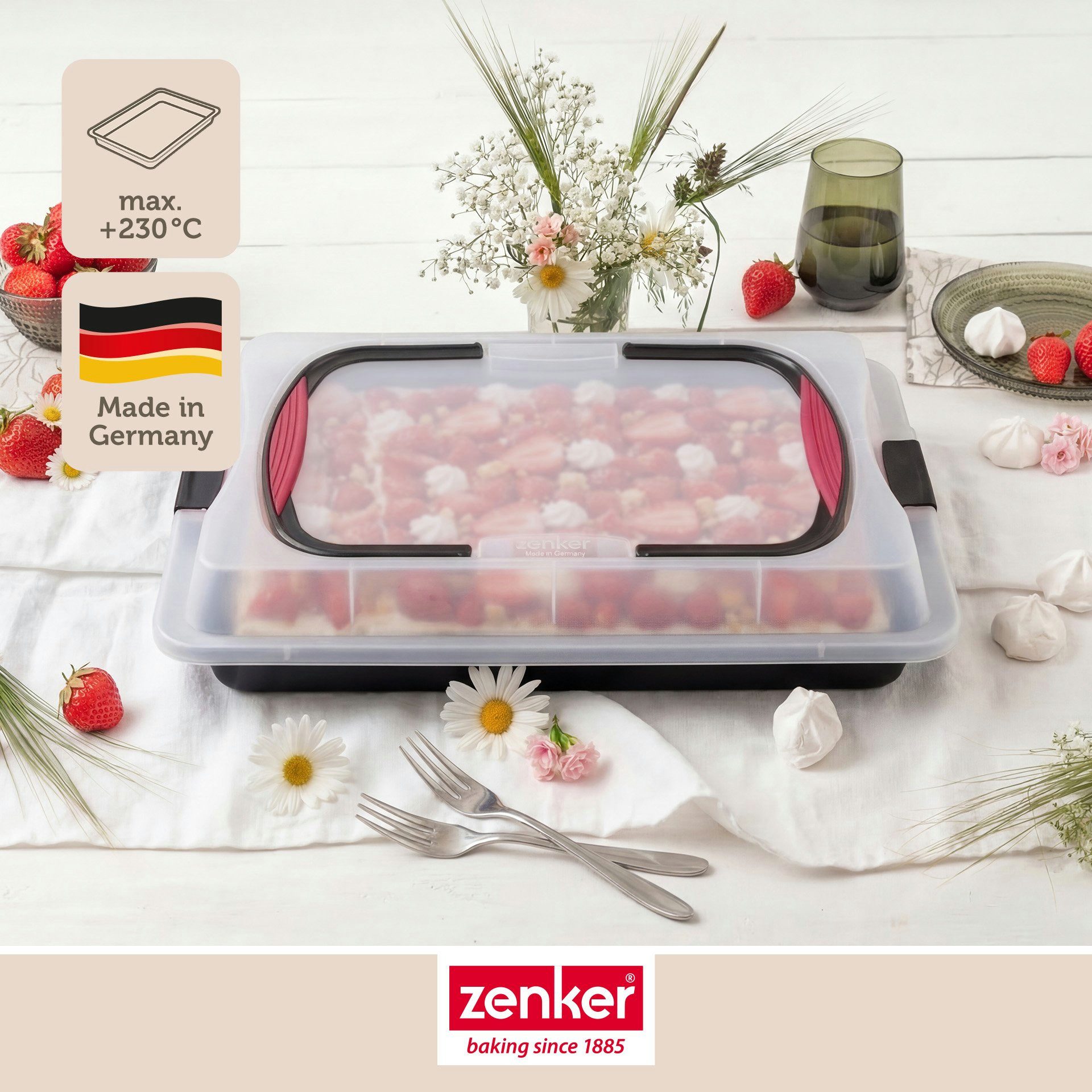 Zenker Backblech mit Deckel, für Blechkuchen, antihaftbeschichtet, Stahlblech