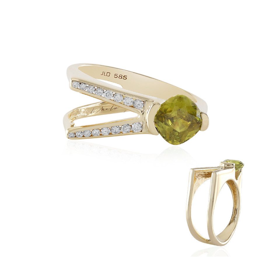 Diamantring Madagaskar Sphen 1ct Gold Cushion Ring, 585 Gold