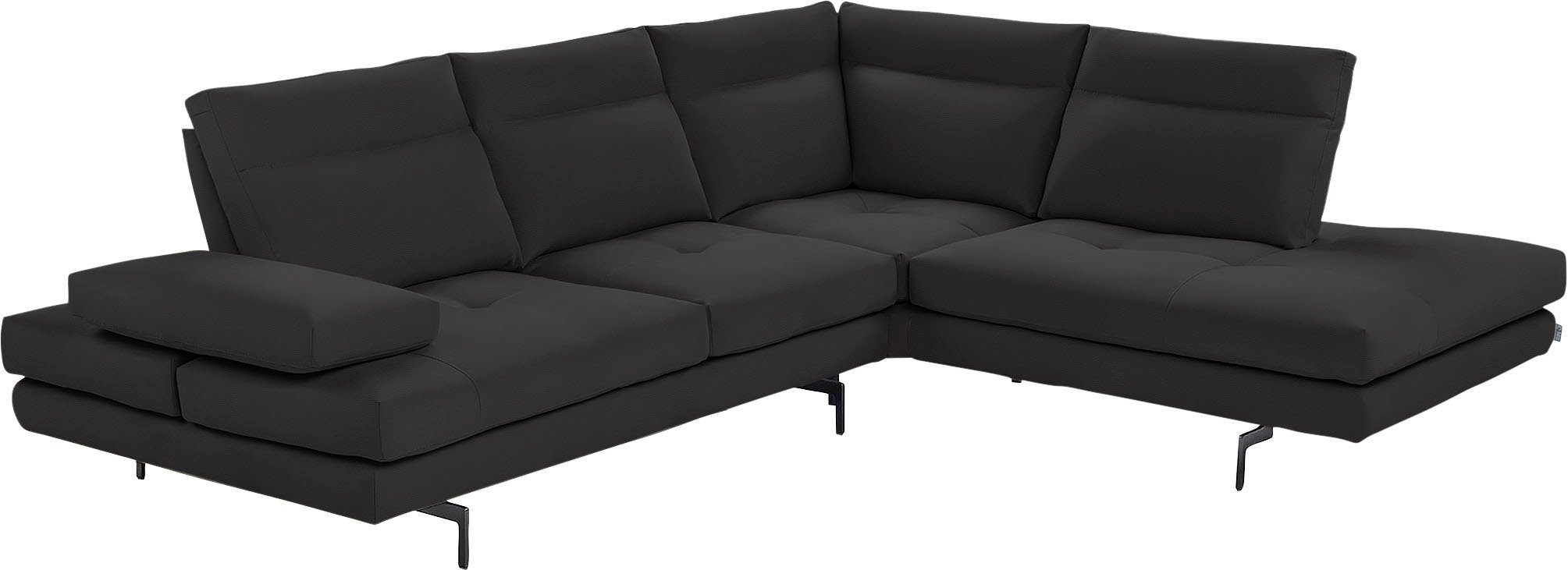 CALIA ITALIA Ecksofa Toby Wing, B/T: 288/232 cm, Designsofa mit sensationellem Sitzkomfort, L-Form, Sitztiefenverstellung, funktionale Ecke, Füße in schwarz matt