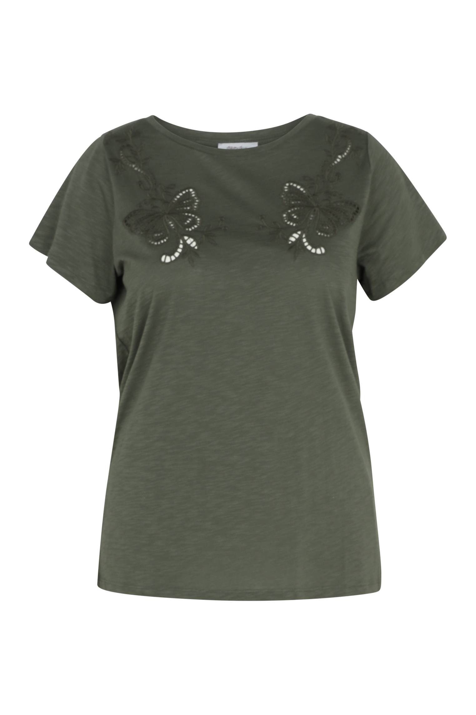 Paprika T-Shirt Unifarbenes T-Shirt Mit Stickerei Auf Der Brust