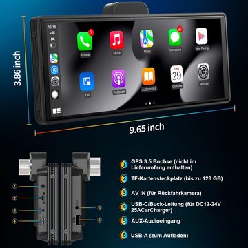 yozhiqu Kabelloses Apple Carplay und Android Auto, 10,26 tragbares Autoradio Navigationsgerät (mit 4K ADAS Dashcam, AUX/FM/Lautsprecher/Bluetooth, Sprachsteuerung)