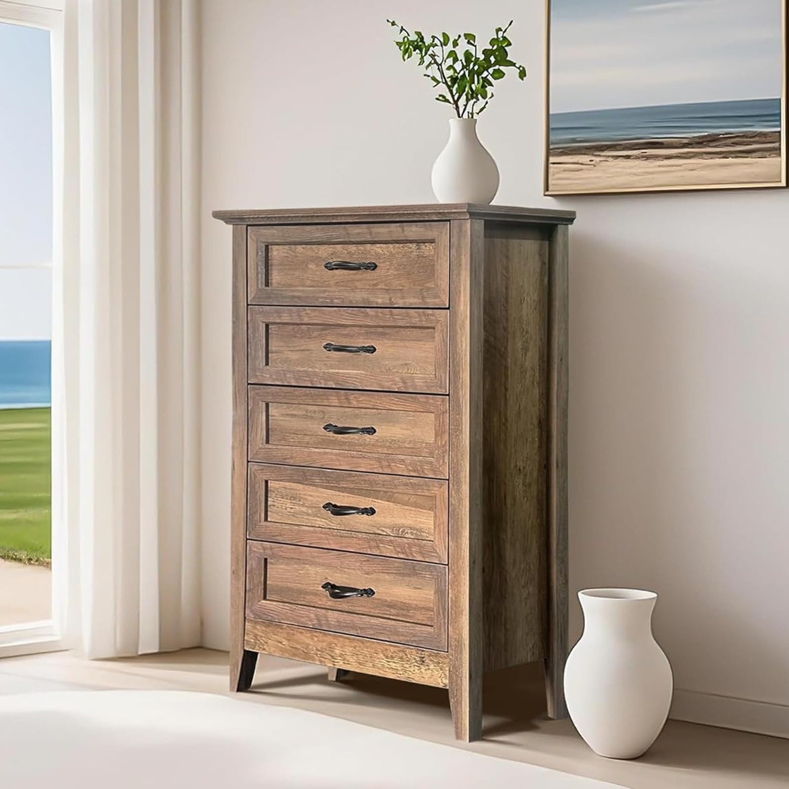 Kommode 5 Schubladen Dresser für Schlafzimmer WohnzimmerFlur und Eingang