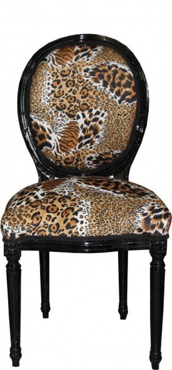 Edition Medallion Barock Casa Limited Stuhl Esszimmerstuhl / Schwarz Tiger - - Esszimmer Padrino Möbel Barock Muster