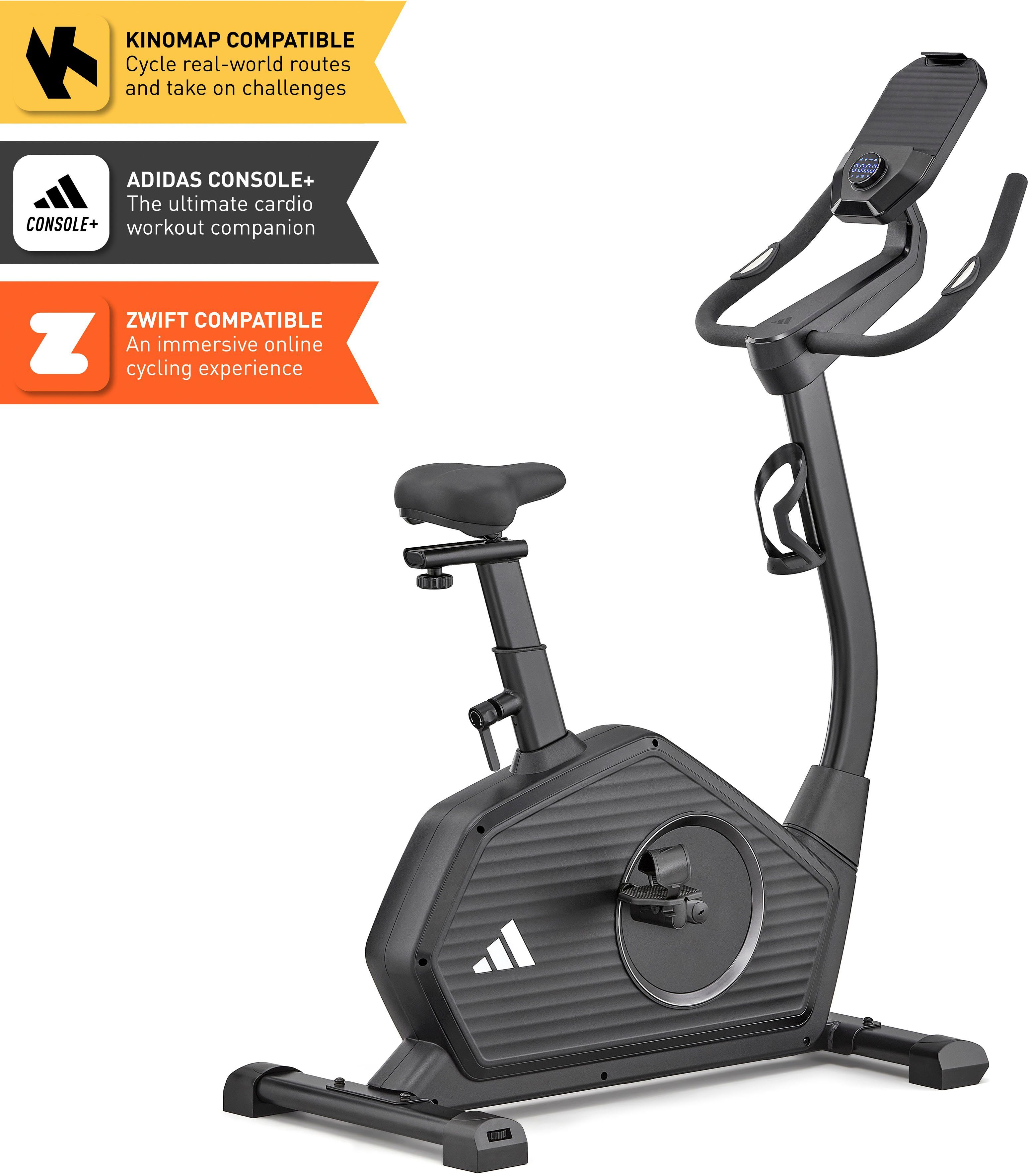 adidas Performance Ergometer C-24c (mit Tablet-Halterung, LED-Display, mit Bluetooth und App-Funktion), 120 kg max. Benutzergewicht, Fahrrad, 32 Widerstandsstufen