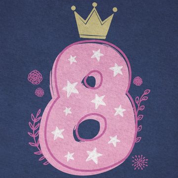 Shirtracer T-Shirt Achter Mädchen Krone Sterne 8. Geburtstag