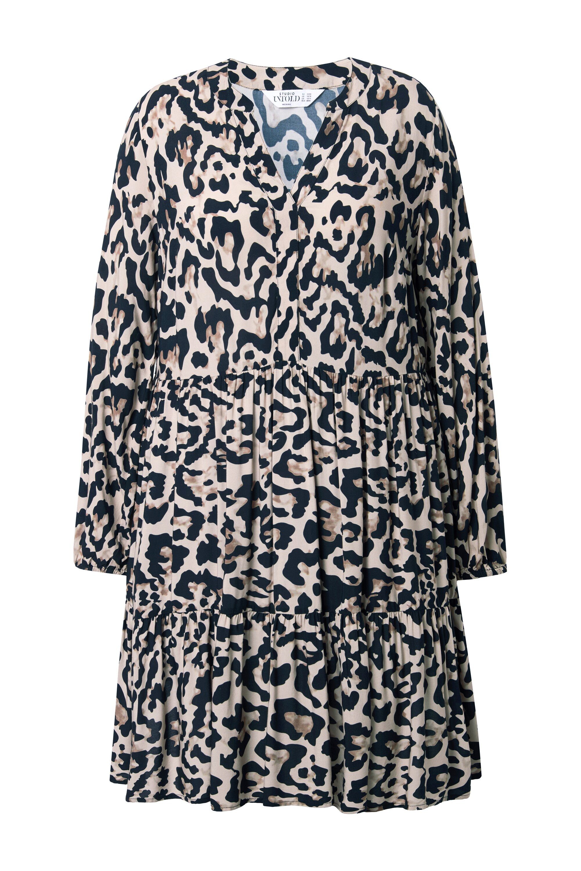 Studio Untold Jerseykleid Minikleid Leo V-Ausschnitt Volants günstig online kaufen