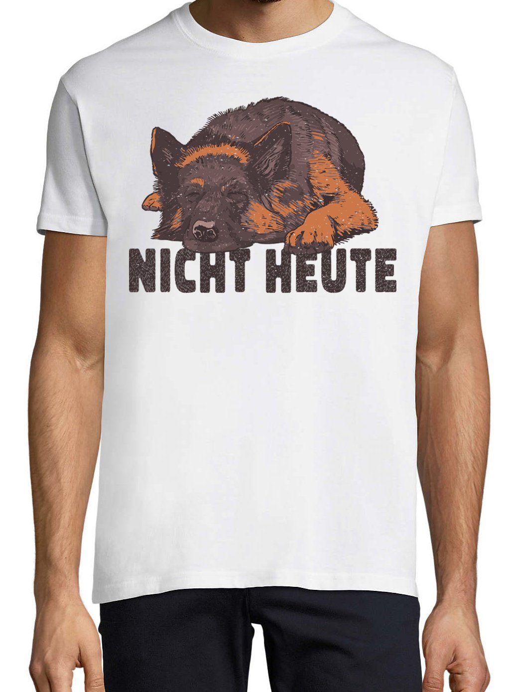 Youth Designz Trendigem Frontdruck Herren Nicht Hund Heute Weiss T-Shirt mit T-Shirt