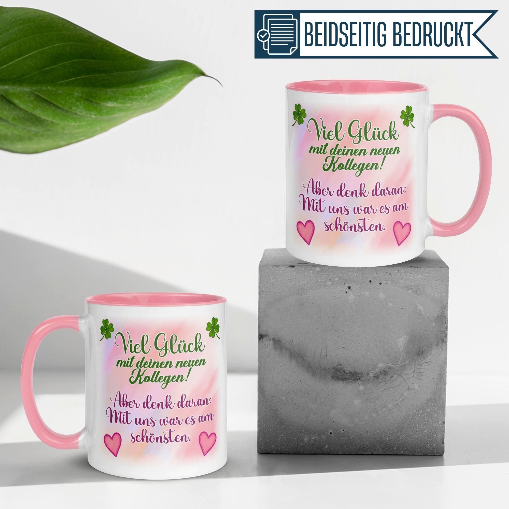 Momentals Tasse Abschied – „Viel Glück mit deinen neuen Kollegen“ – Geschenk Kollegin, Gratis Versand · Links-&Rechtshänder · Spülmaschinenfest