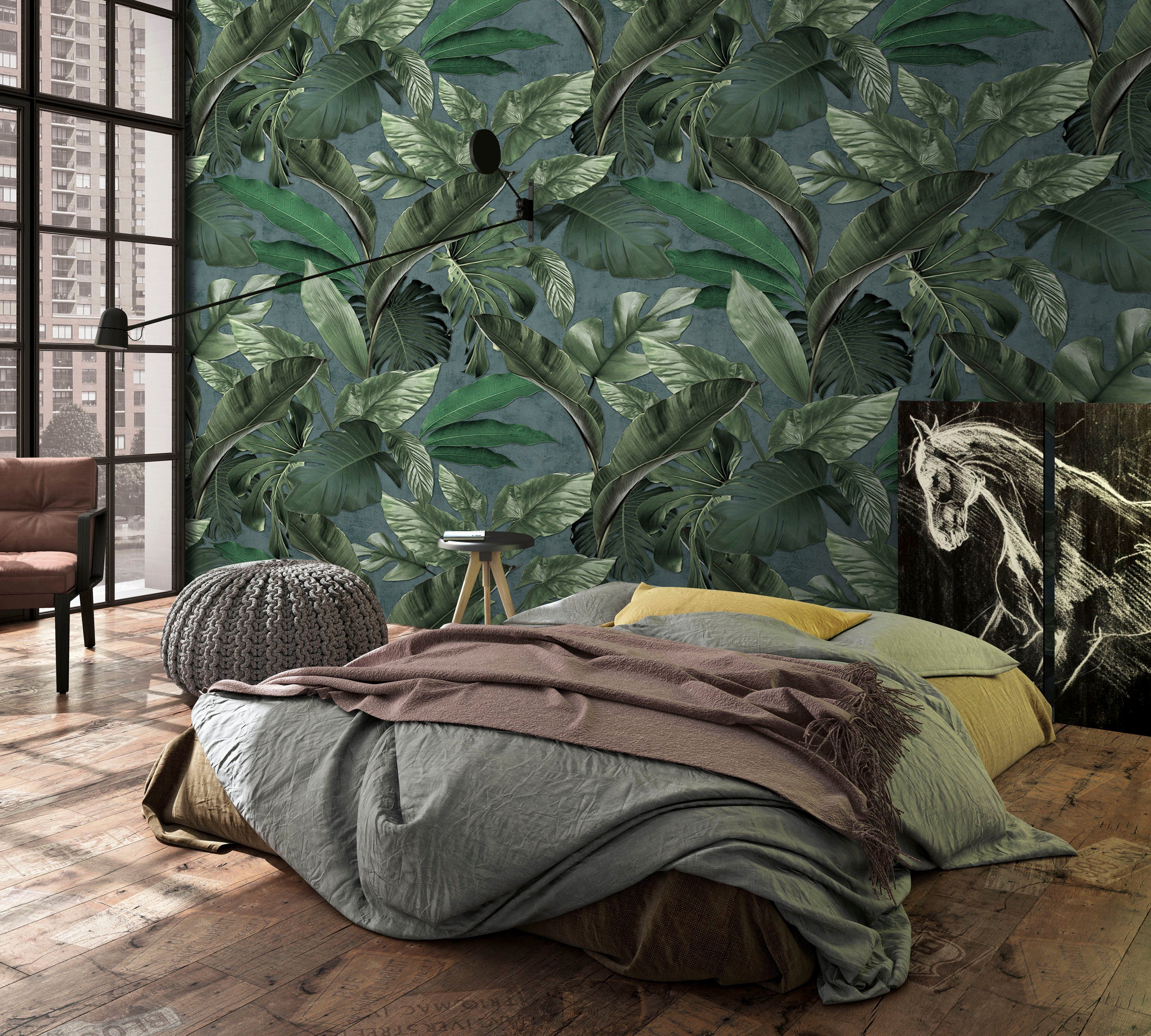 Marburg Fototapete Leaves, texturiert, Motiv, botanisch, moderne Tapete für Wohnzimmer Schlafzimmer Küche