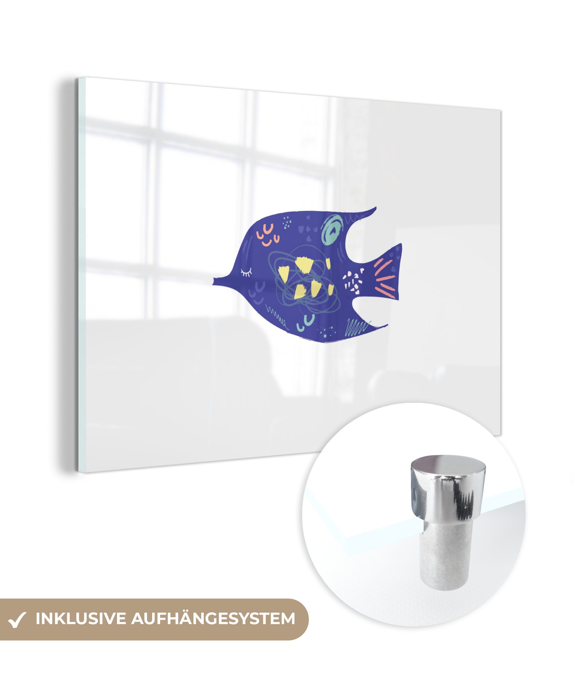 Acrylglasbild - Pastell, Schlafzimmer St), Acrylglasbilder Wohnzimmer & - Lila (1 MuchoWow Fisch