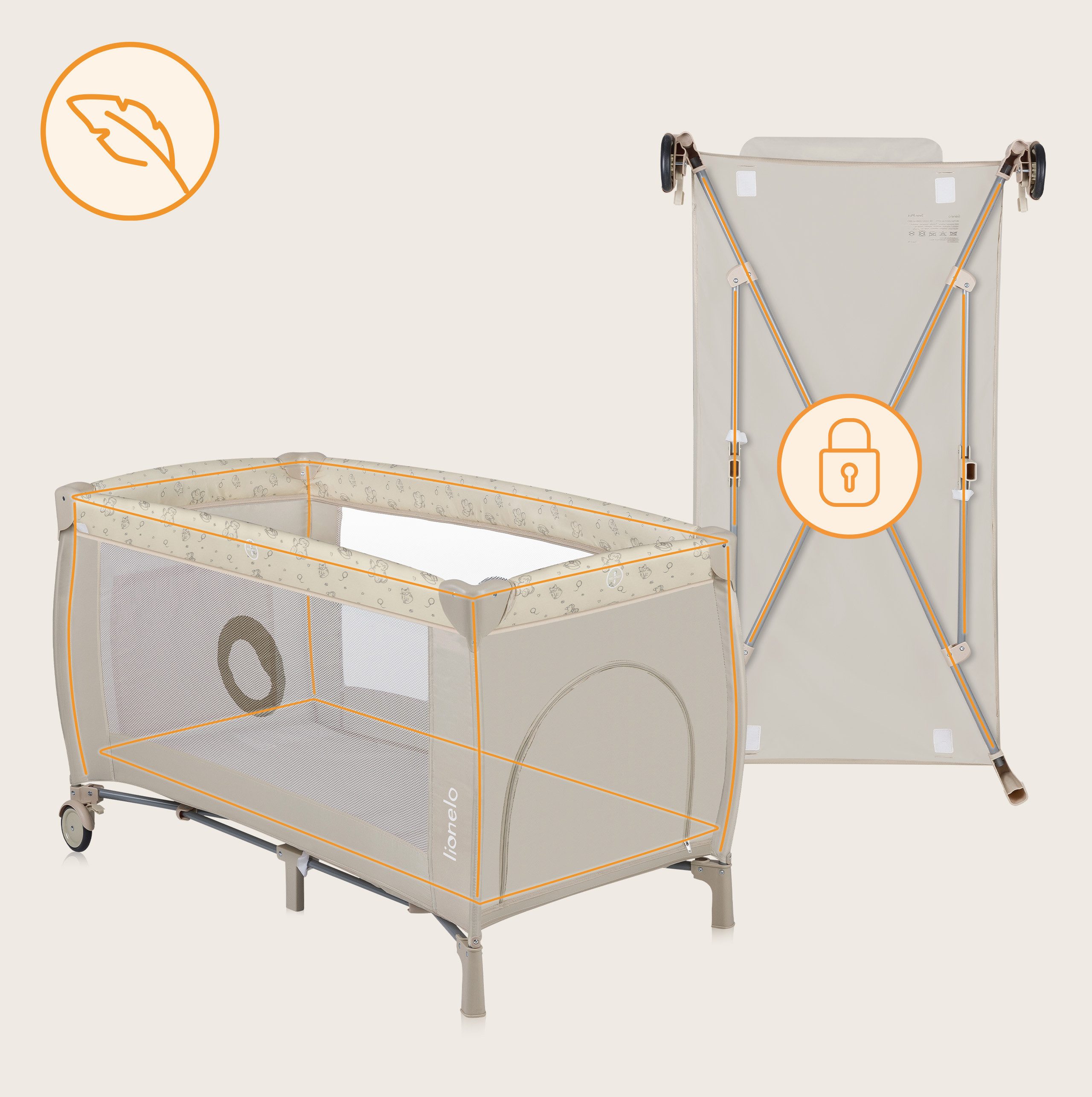 lionelo Baby-Reisebett LO-SVEN PLUS, ab Geburt bis 15kg mit Zubehör günstig online kaufen