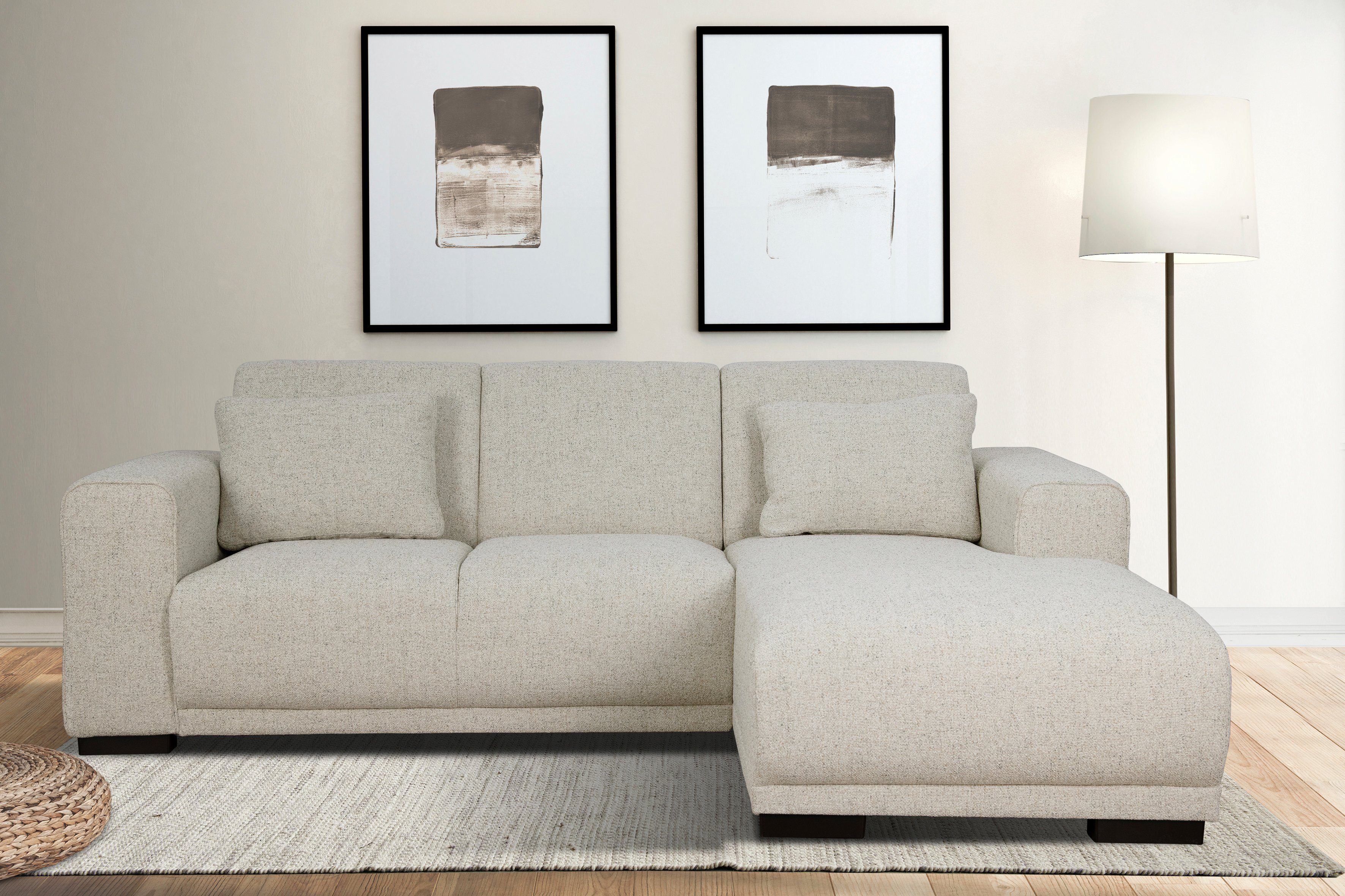OTTO home Ecksofa BORNHOLM L-Form, B: 234 cm - OTTO. Verlässliche Qualität., Recamiere links oder rechts bestellbar, Wellenfederung, inkl. 2 Kissen
