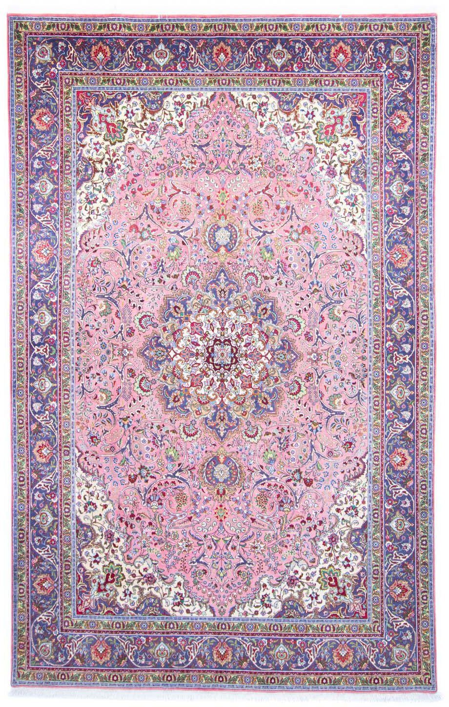 Wollteppich Täbriz 40 Raj Medaillon Rosa 313 x 200 cm, morgenland, rechteckig, Höhe: 10 mm, Unikat mit Zertifikat