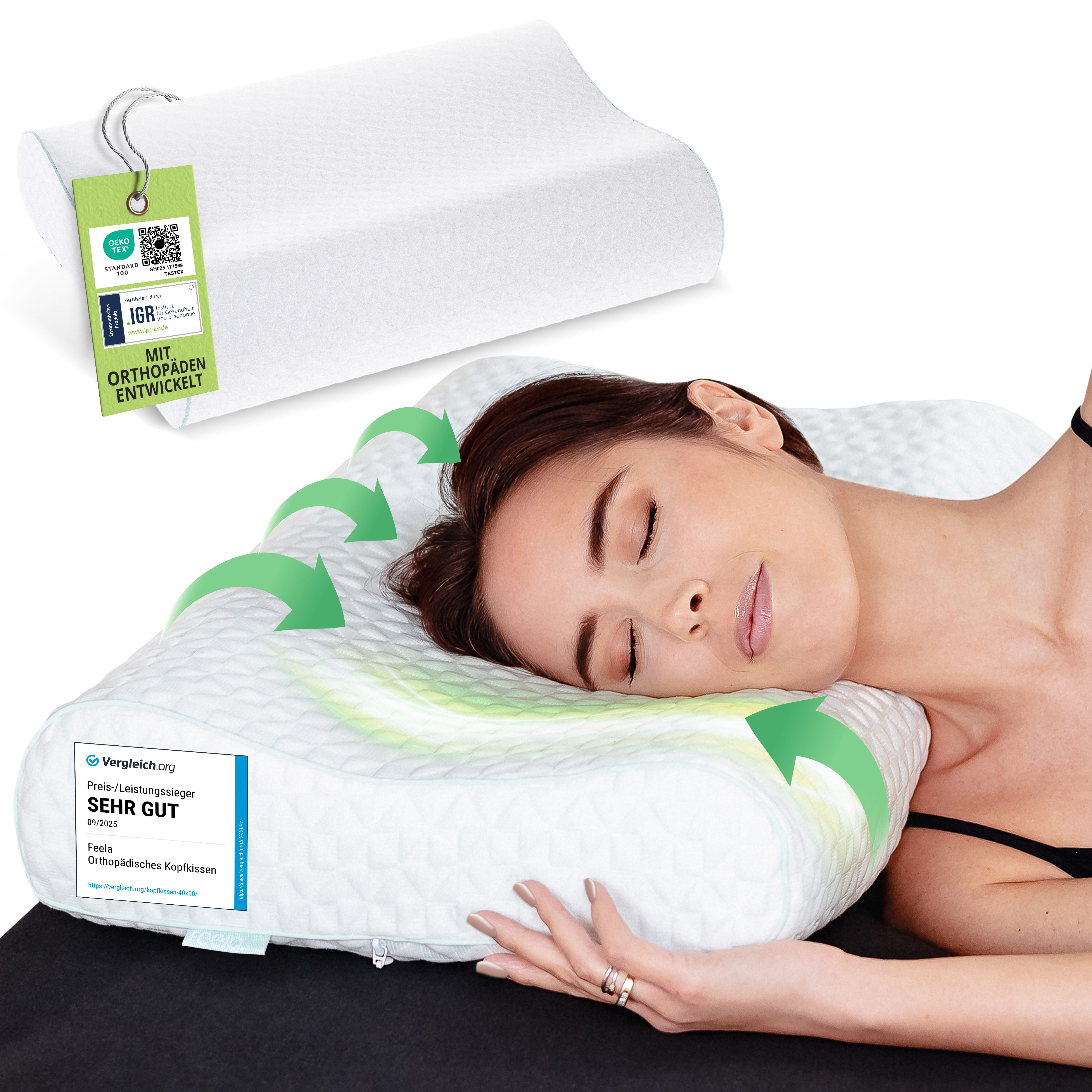 feela Nackenstützkissen Orthopädisches Kopfkissen – entlastet Nacken & stüt günstig online kaufen