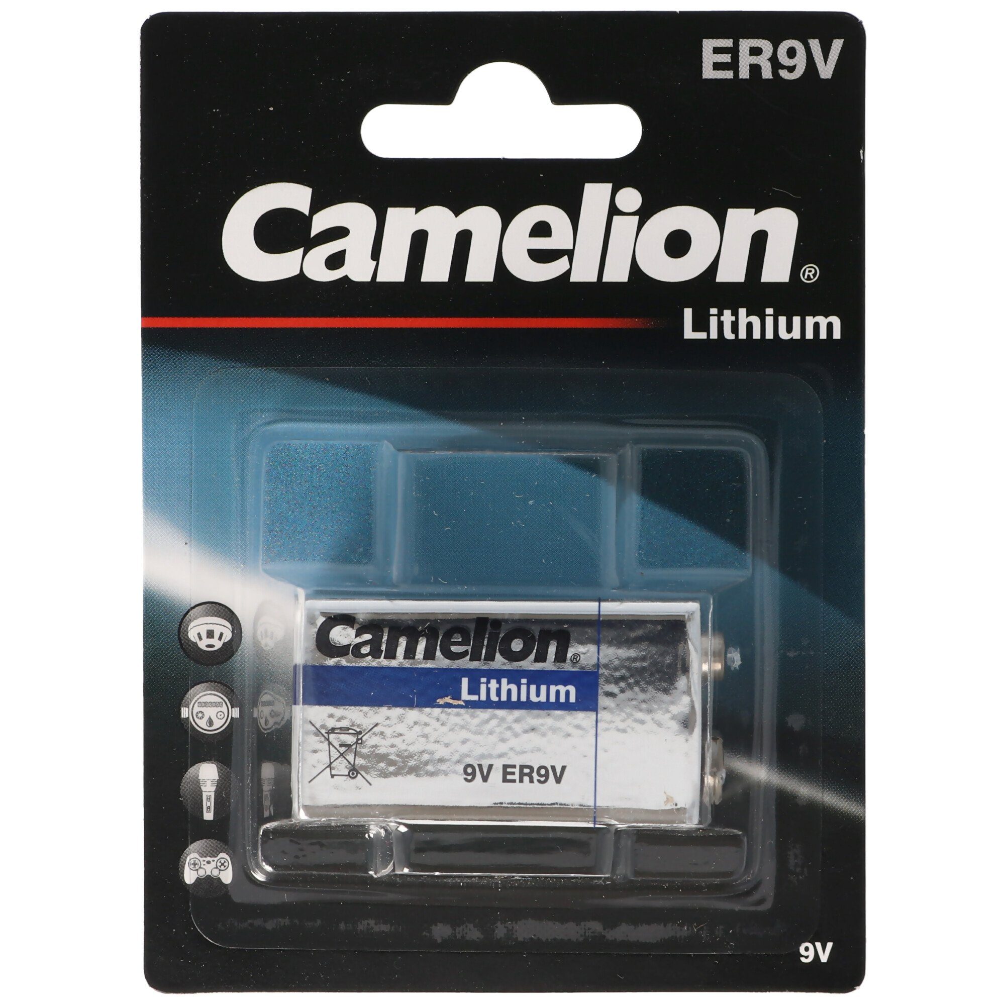 Camelion Marken Lithium Batterie 9 Volt, E-Block, ER9V, U9VL, U9VL-J, U9-VL, U Batterie, (9,0 V)