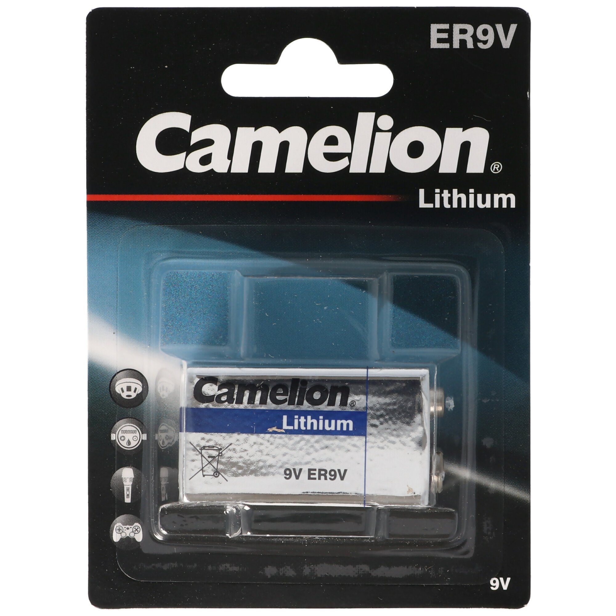 Camelion Marken Lithium Batterie 9 Volt, CR9V E-Block, U9VL, U9VL-J, U9-VL, U- Batterie, (9 V)