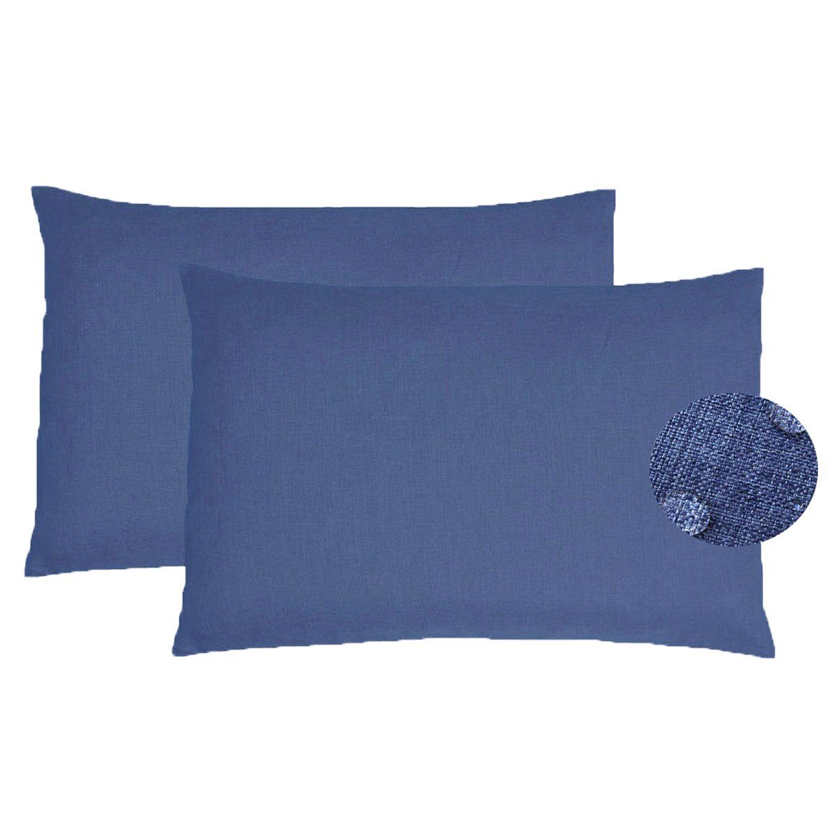 Kissenbezüge Leinen-Optik 2er Set Kissenbezug Blau 40x60 Fleckschutz, Brilliant (2 Stück), gleichmäßiges Gewebe