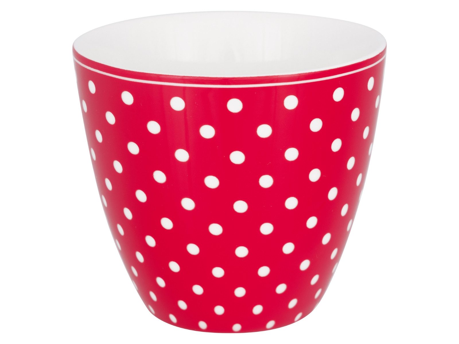 Greengate Becher Dotty Latte Cup red 0,35l, Steingut