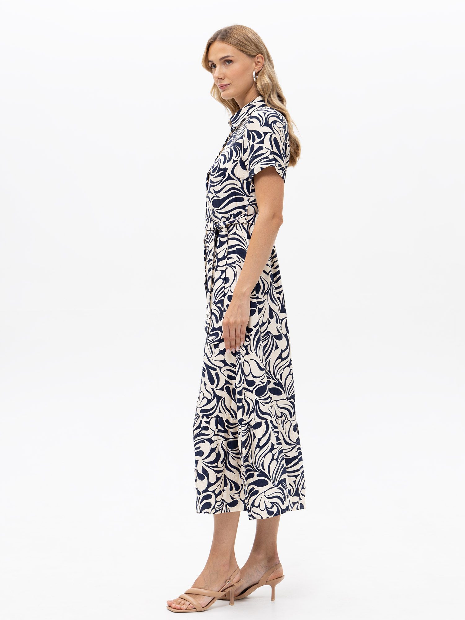 Passioni Hemdblusenkleid mit Grafikmuster in Navy mit allover Print – Bild 5 von 5