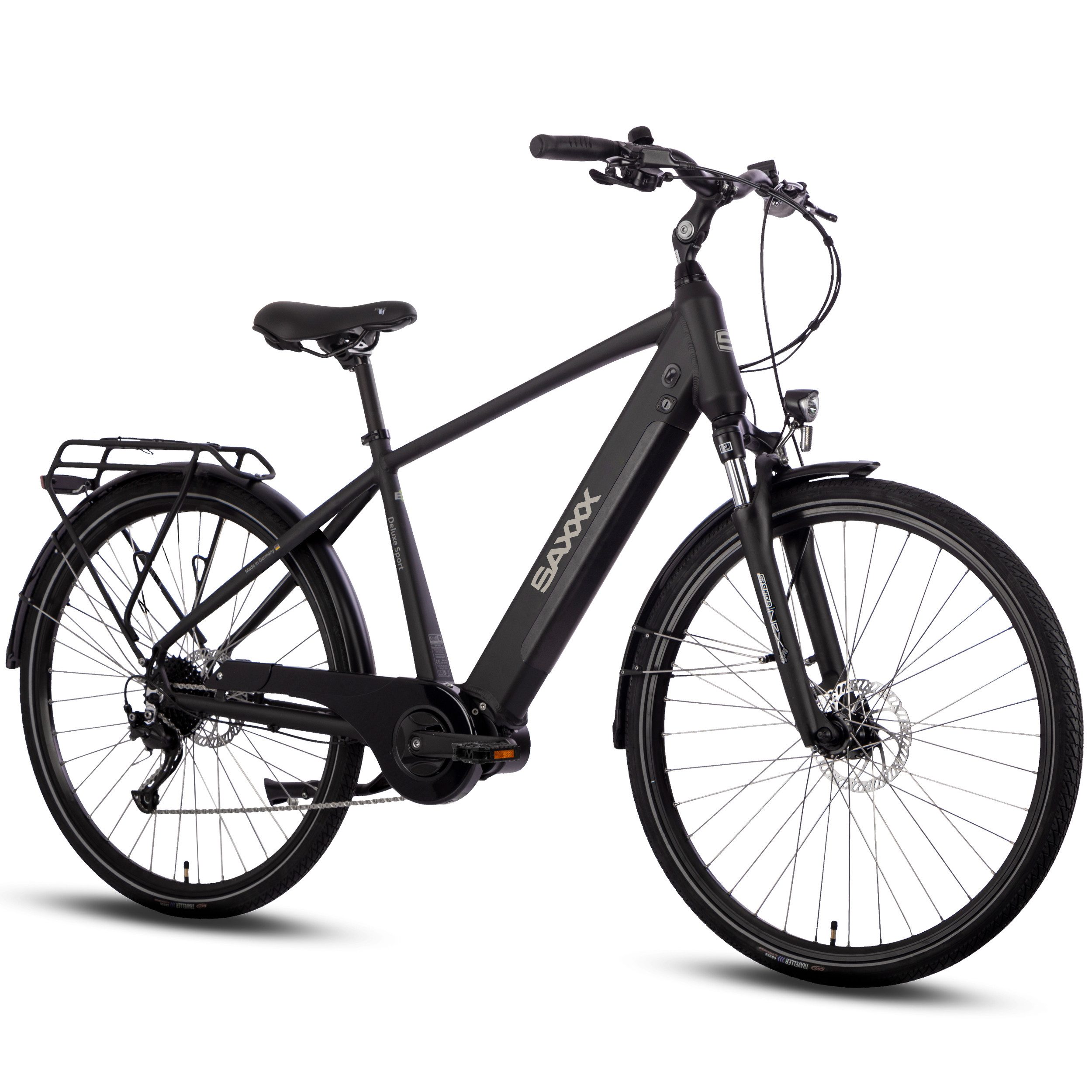 SAXXX E-Bike Cityrad 28 Zoll, 70 Nm Antrieb, Mittelmotor, max. 100km, 95 % vormontiert, 9 Gang SHIMANO Alivio Schaltwerk, Kettenschaltung, Mittelmotor, 418 Wh, (Für Alltag, Arbeitsweg und längere Fahrten auf wechselnden Strecken), hydr. Bremsen, bis 130kg belastbar, Elektrofahrrad für Damen Herren