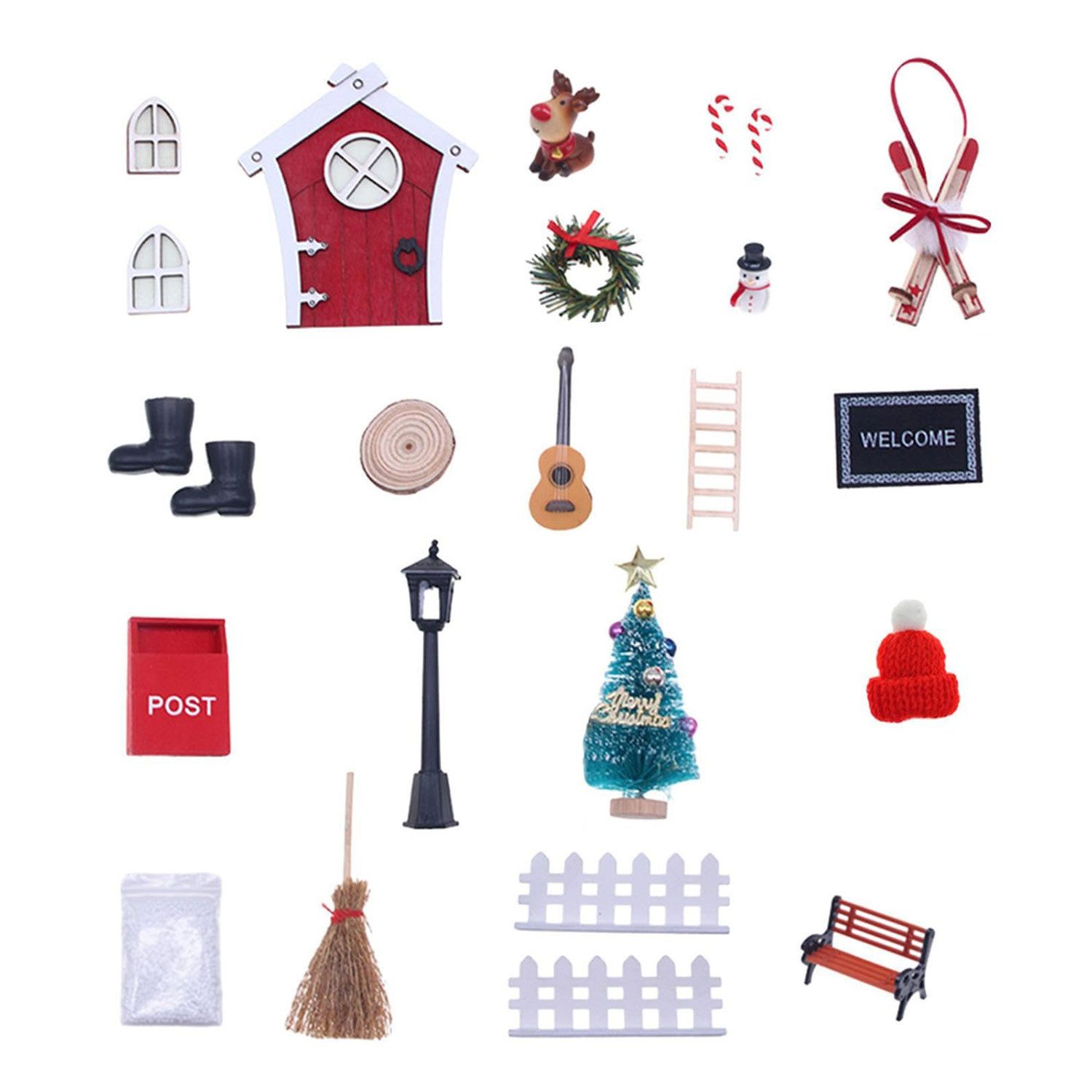 Refttenw Weihnachtsdorf DIY Weihnachtsdekorationsset, Weihnachtsszene bauen