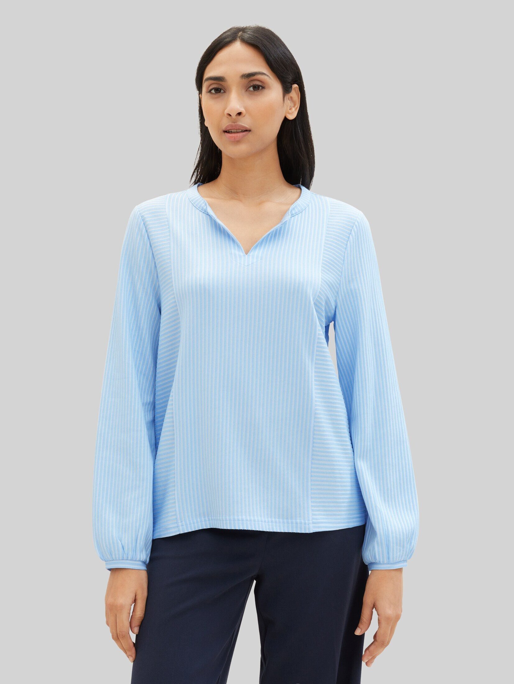 TOM TAILOR Langarmshirt T-Shirt Bluse mit Streifenmuster