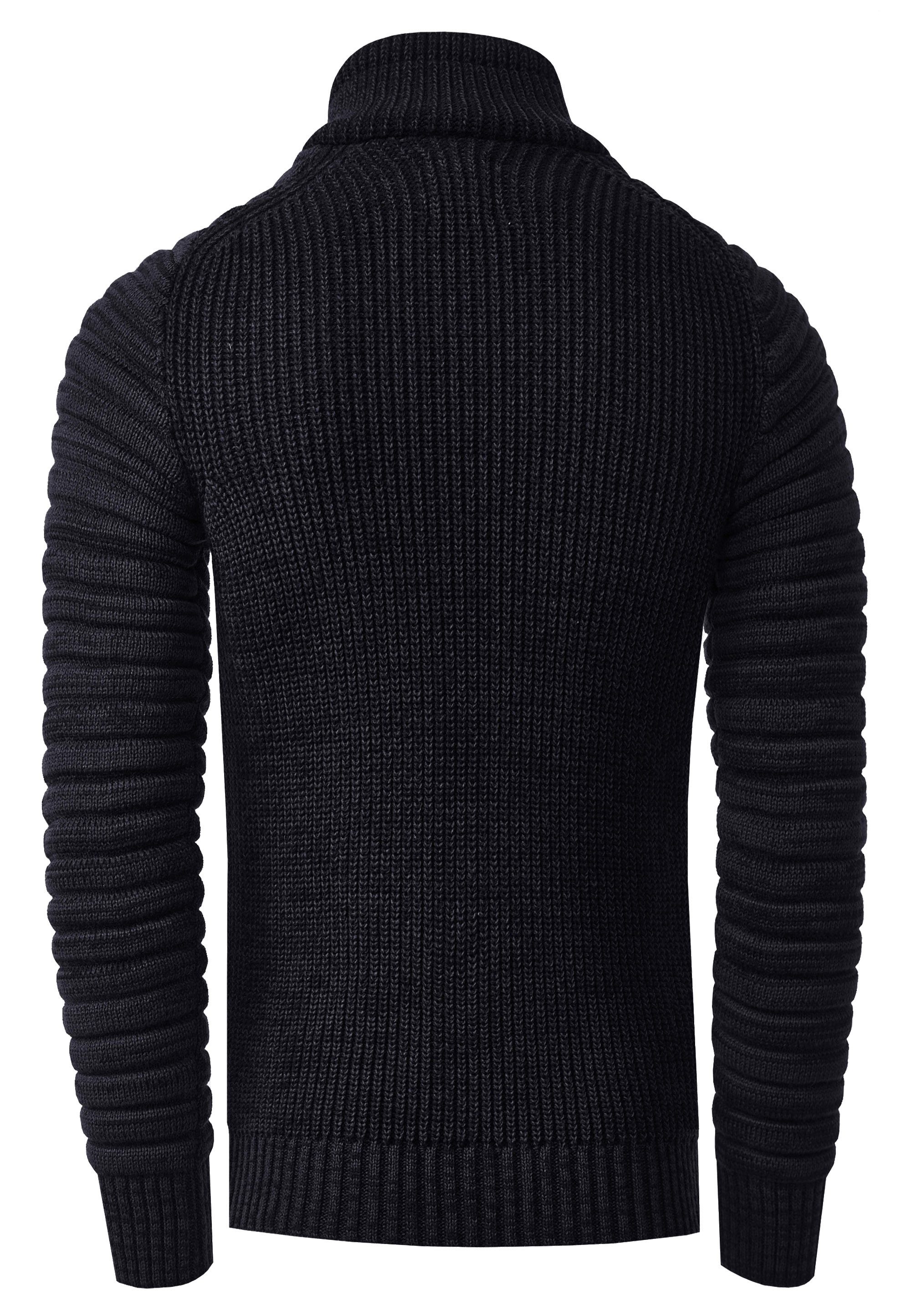 R-NEAL Stehkragenpullover Herren Pullover Grobstrick-Pullover Stehkragen Bi günstig online kaufen