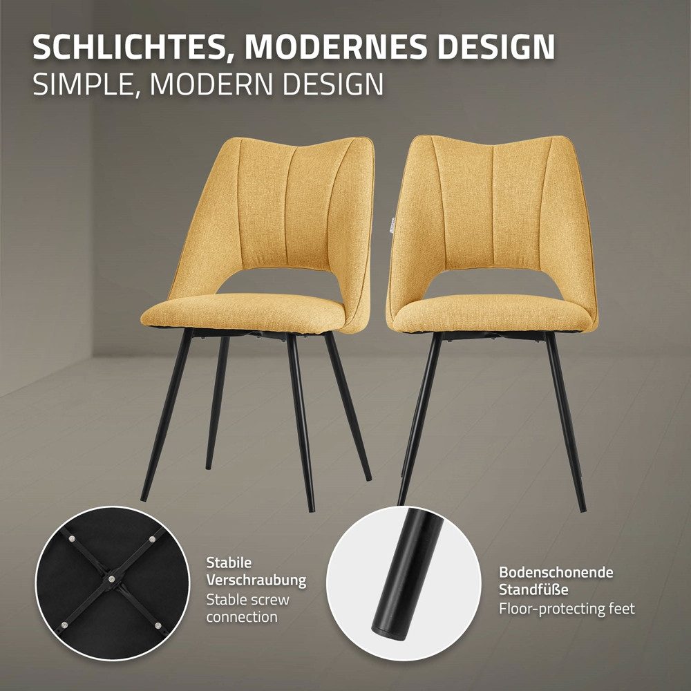 ML-DESIGN Stuhl Esszimmerstühle mit Rückenlehne moderne Design Lounge Küchenstühle (2 St), Polsterstuhl Esstischstühle 2er Set Clubsessel Polyester bis 120kg – Bild 4 von 5