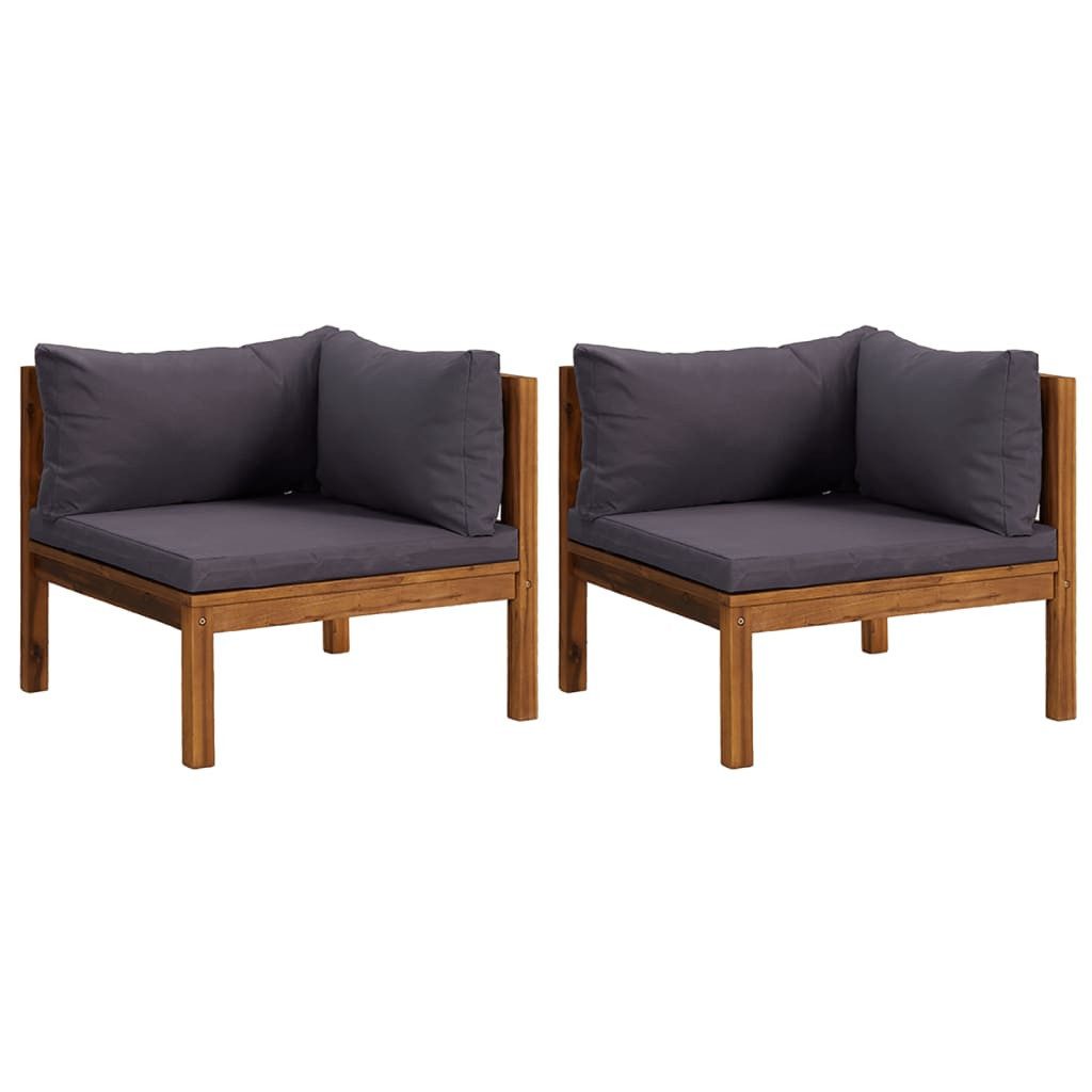 vidaXL Sofaelement Ecksofas 2 Stk. mit Dunkelgrauen Kissen Massivholz (1 St)