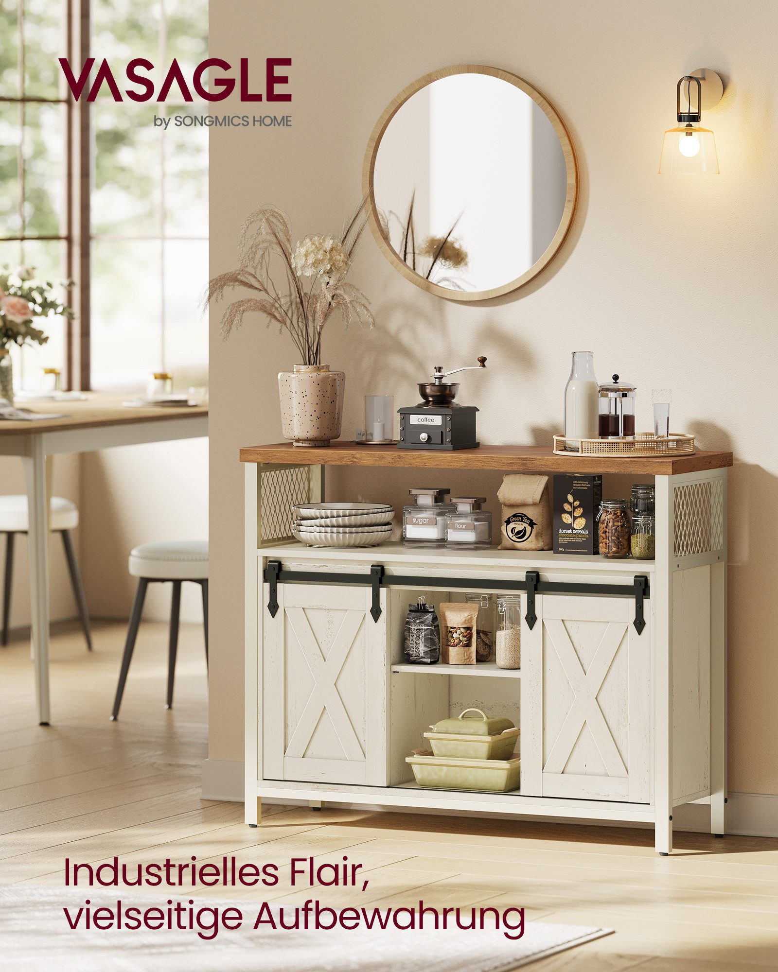 VASAGLE Sideboard Küchenschrank, mit 2 Schiebetüren günstig online kaufen