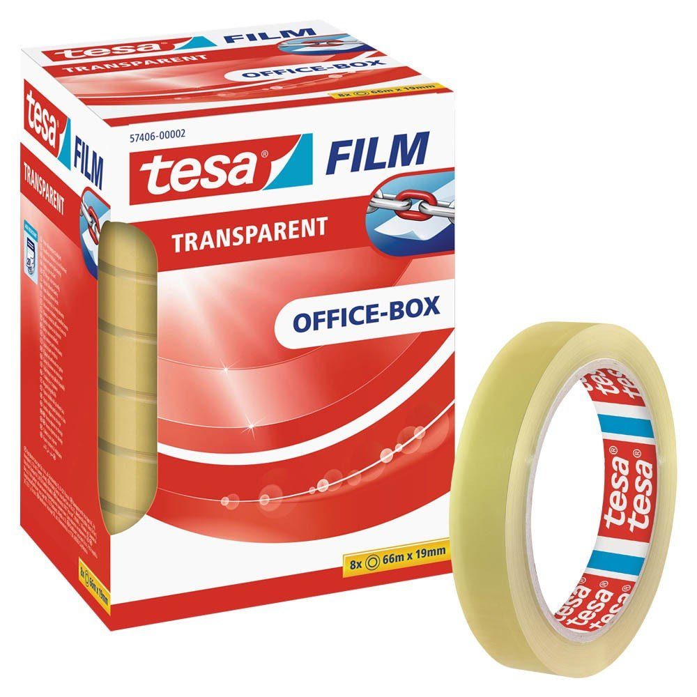 tesa Klebeband tesafilm® 57406 Klebefilm transparent 19mm x 66m - 8 Rollen