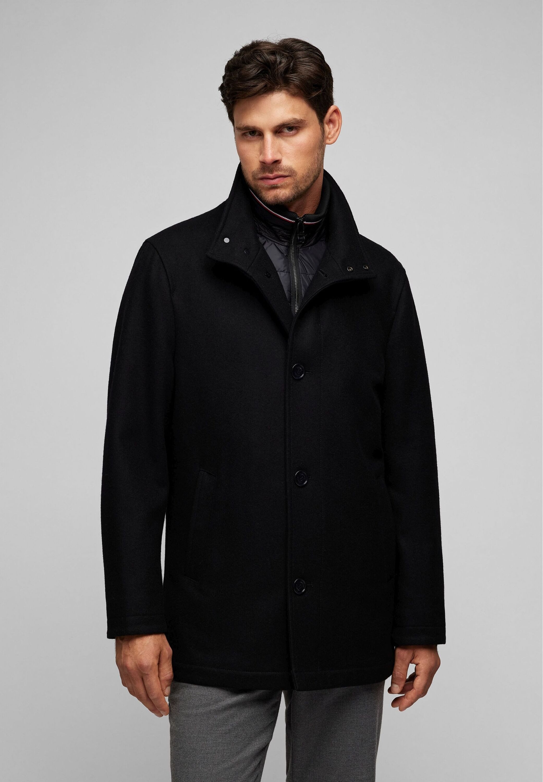 HECHTER PARIS Wolljacke mit Reißverschluss und Knopfleiste