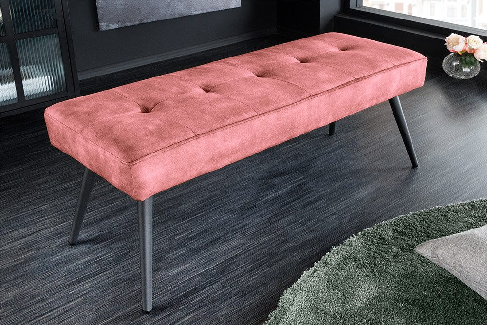 riess-ambiente Sitzbank BOUTIQUE 100cm altrosa/schwarz – Strukturstoff-Bezug, Metallbeine (Einzelartikel, 1-St), strapazierfähig & im modernen Stil – ideal für Flur oder Wohnbereich