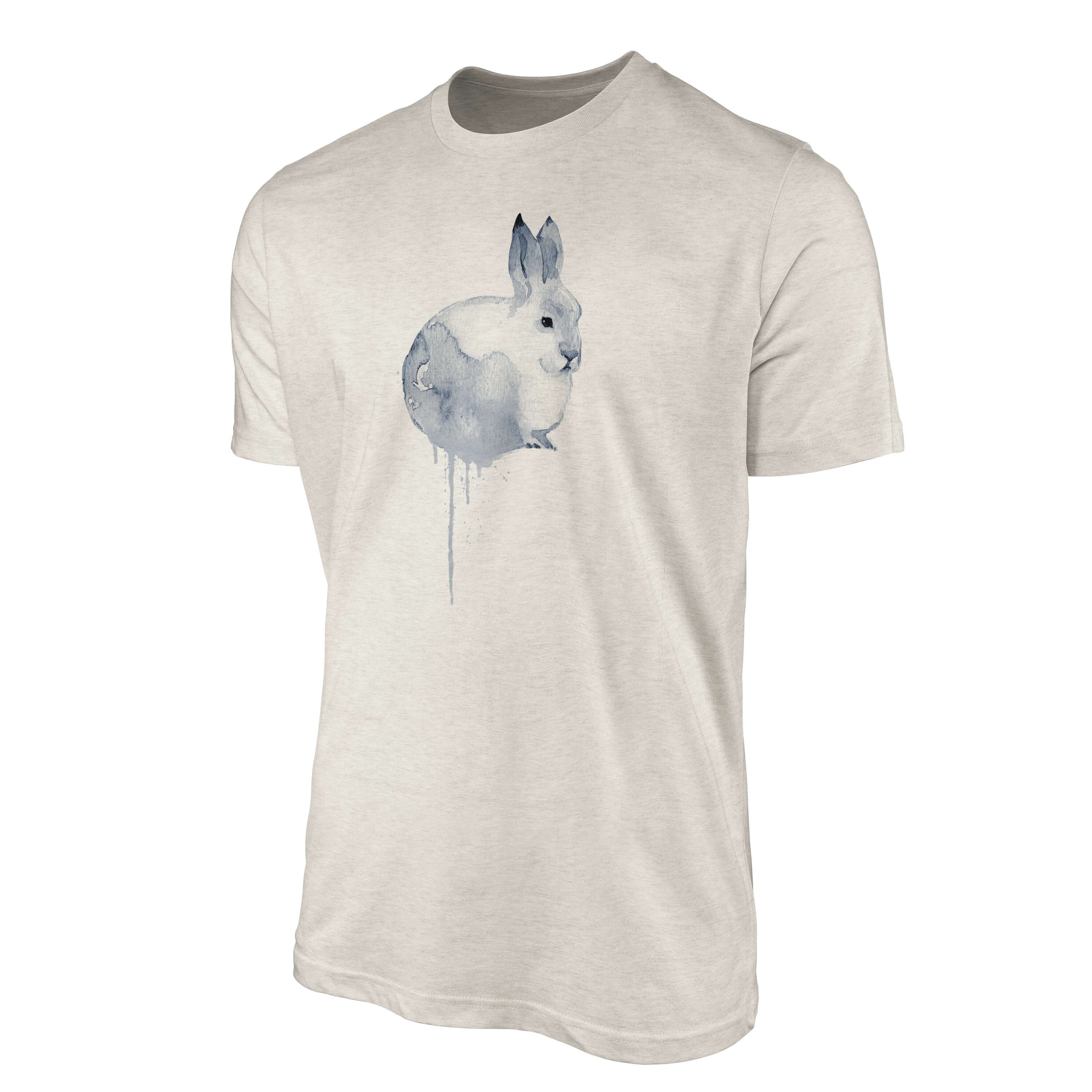 Herren Ökomode (1-tlg) Art Aquarell gekämmte Schneehase Bio-Baumwolle Shirt T-Shirt Nachhaltig Sinus T-Shirt aus e 100% Motiv