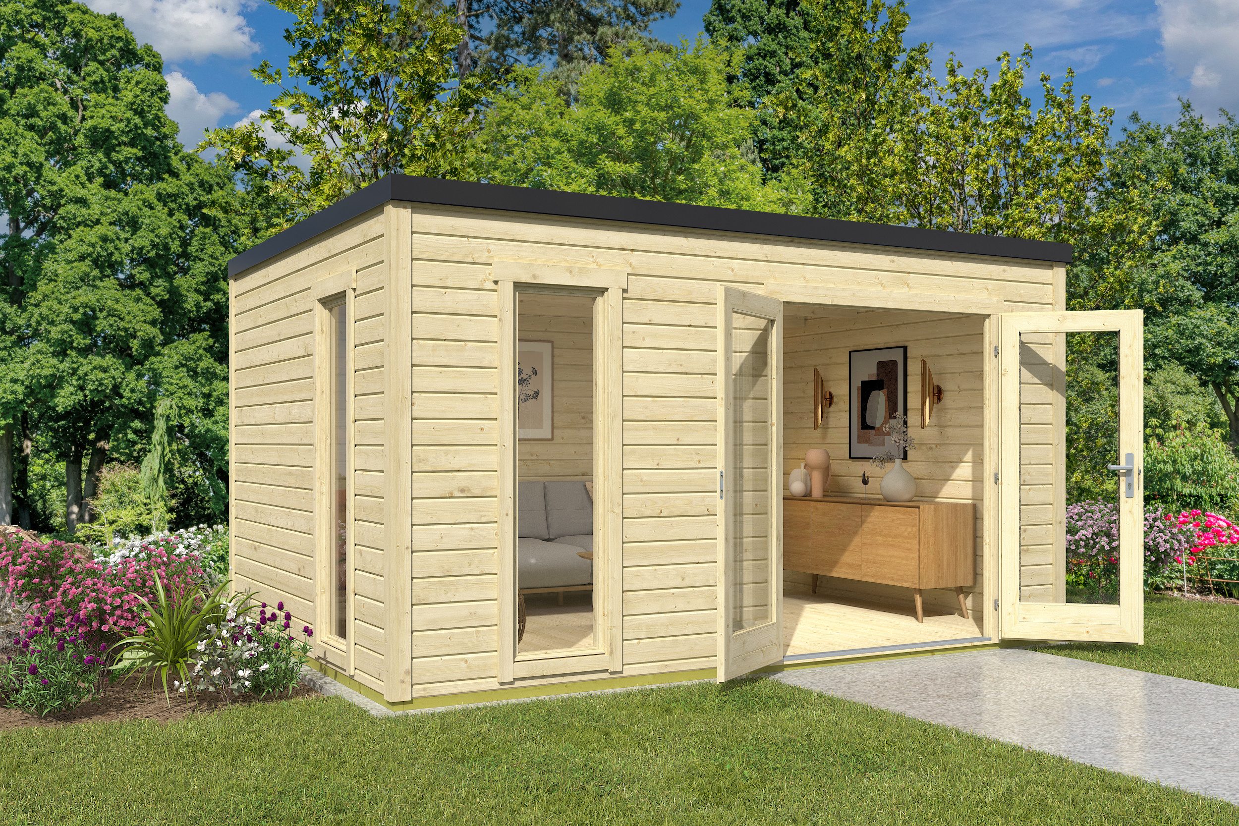 Nordic Holz Gartenhaus Palermo 4, BxT: 400x302,5 cm, mit großen Glasflächen