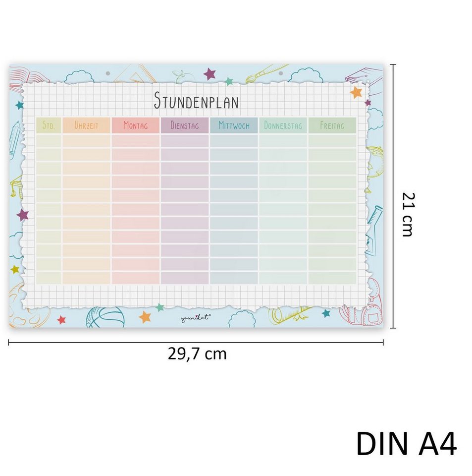 Thumbnail - younikat Schülerkalender Stundenpläne in pastell Motiven, zum Aufhängen