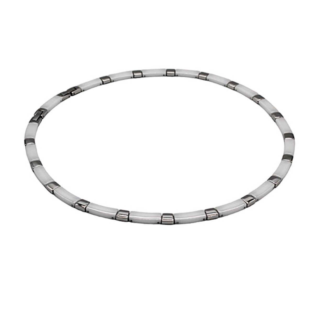 ELLAWIL Collier Klassisches Basic Collier aus Keramik und Edelstahl Weiß/Silber (GESCHENKIDEE, Kettenlänge 48 cm), inklusive Geschenkschachtel