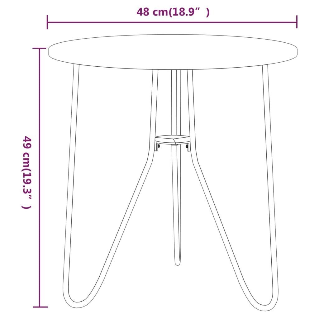 möbelando Beistelltisch 3006268 (D: 48 aus Schwarz Eisen pulverbeschichtetes MDF, in cm)